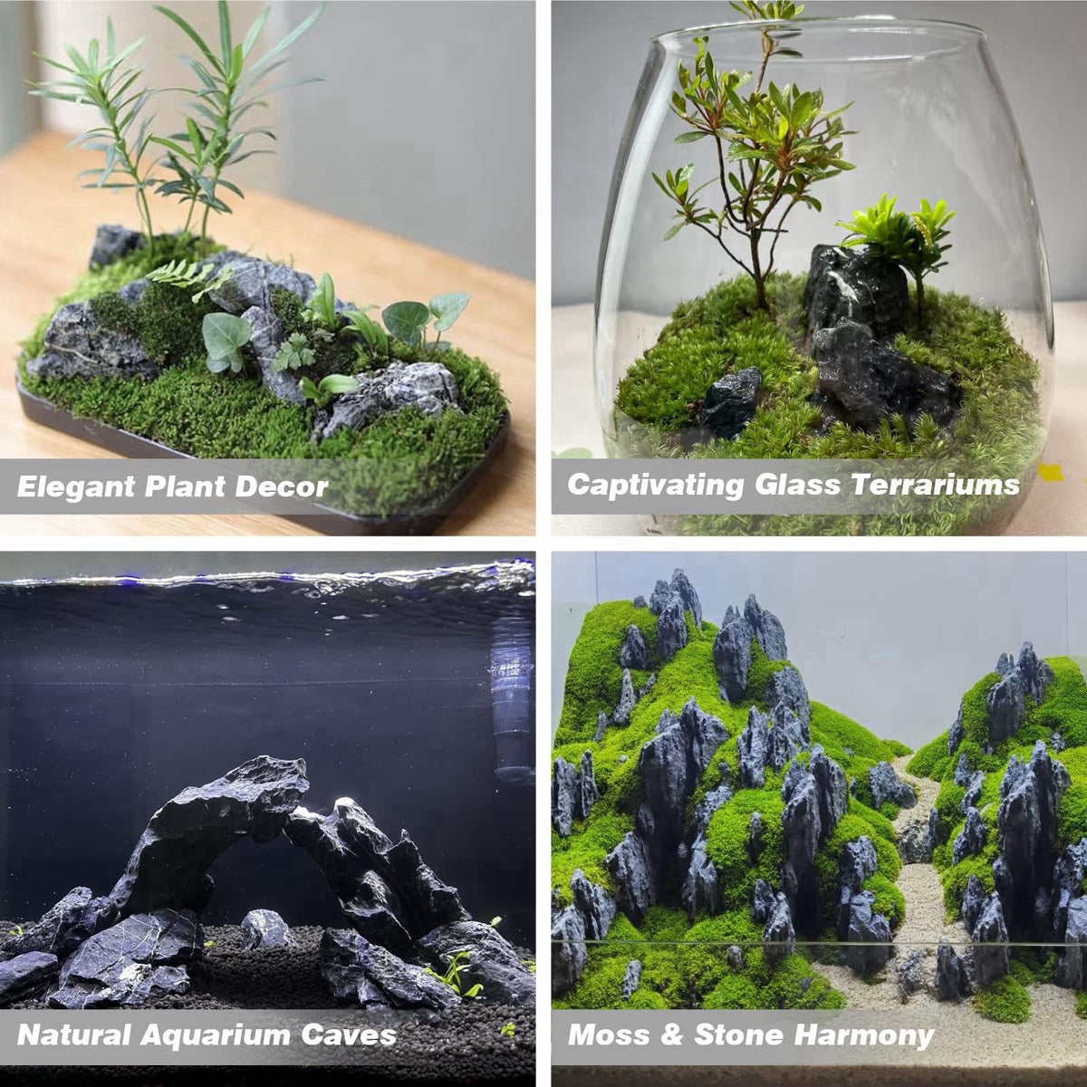 Unocho Aquarium Stones Seiryu Rock 20lb Natural Stone for Aquascaping,3-10 Inches – back view and specifications