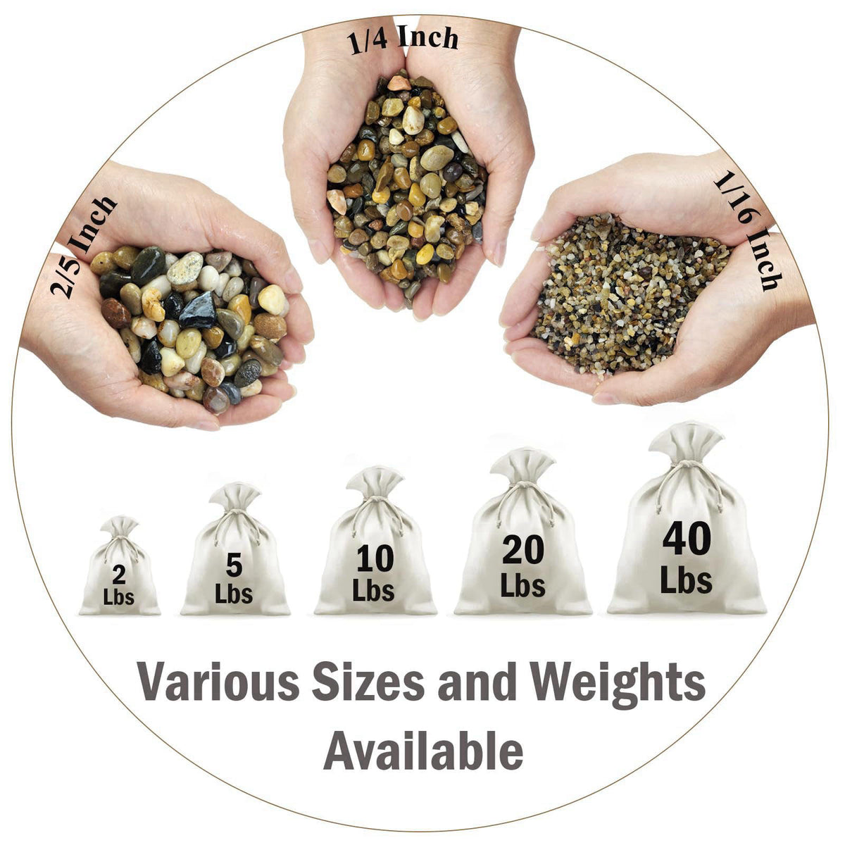 FANTIAN 20 lbs Fish Tank Gravel, 1/4 Inch Aquarium Gravel River Rocks – back view and specifications