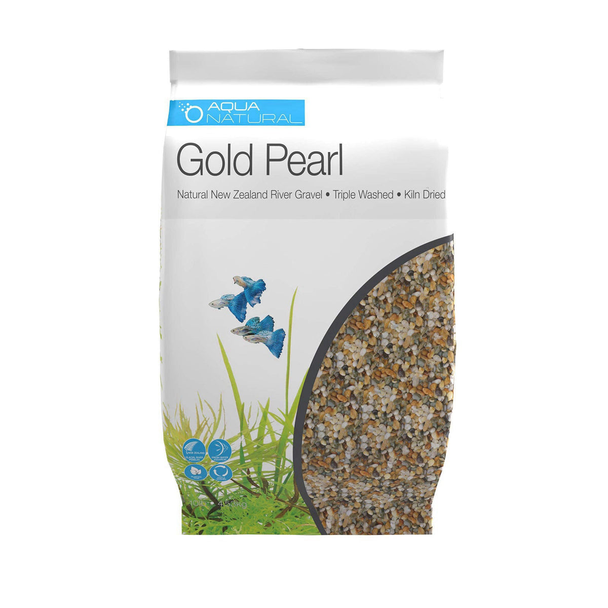 Aqua Natural Aquarium Substrate, Gold Pearl Gravel, 20lb – Gold, 2-4mm