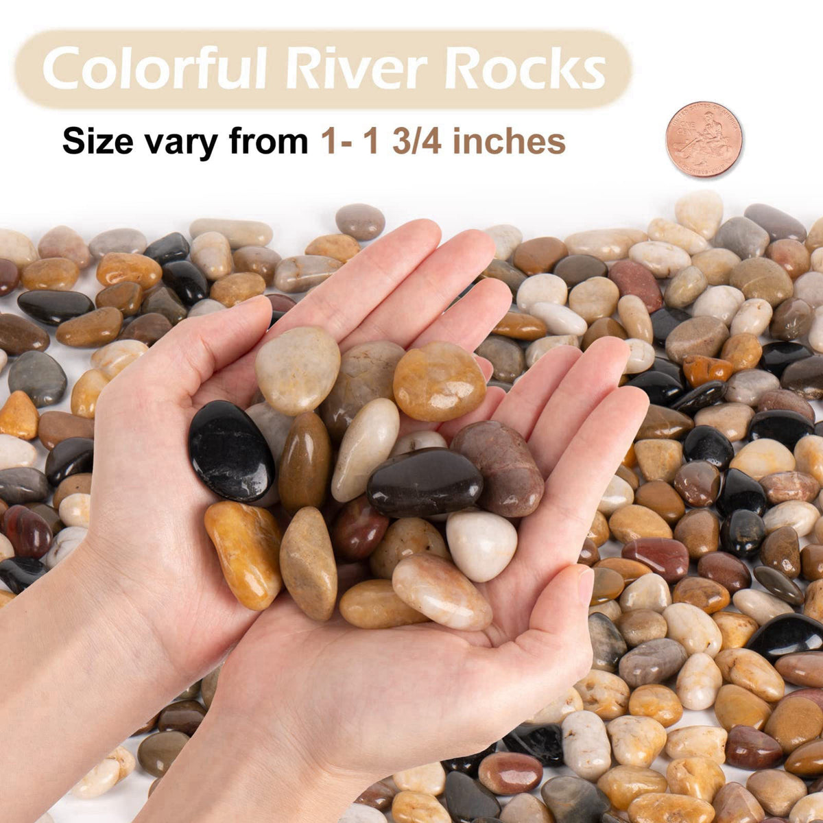 GASPRO 15lb Mixed Color Landscaping Pebbles, River Rocks – back view and specifications