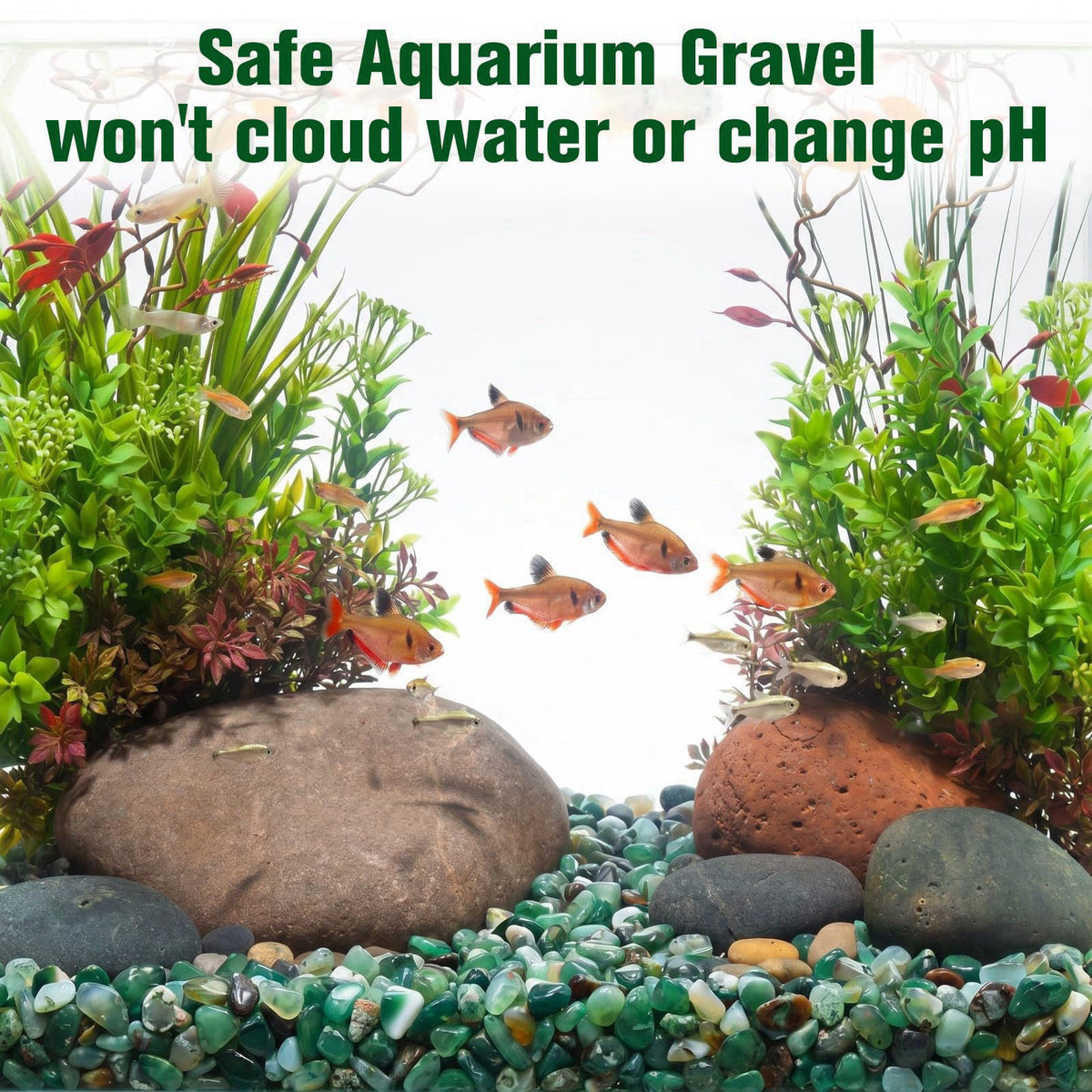 Halatool 4LB Green Aquarium Gravel, 0.35"-0.6" Landscaping Pebbles – full view