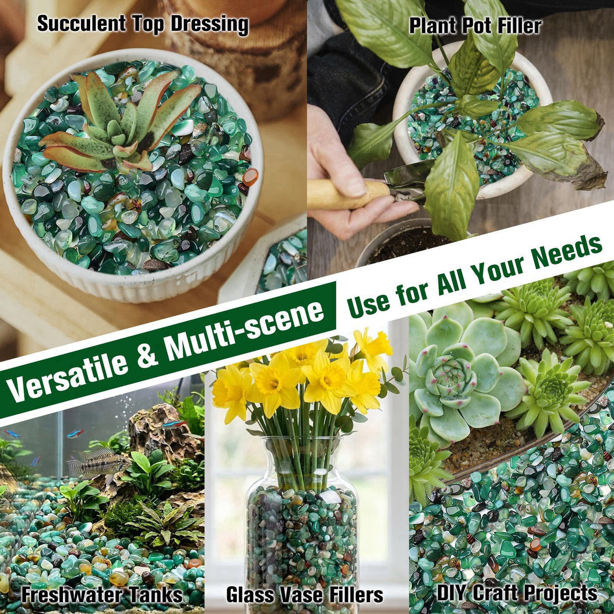 Halatool 4LB Green Aquarium Gravel, 0.35"-0.6" Landscaping Pebbles – alternate angle