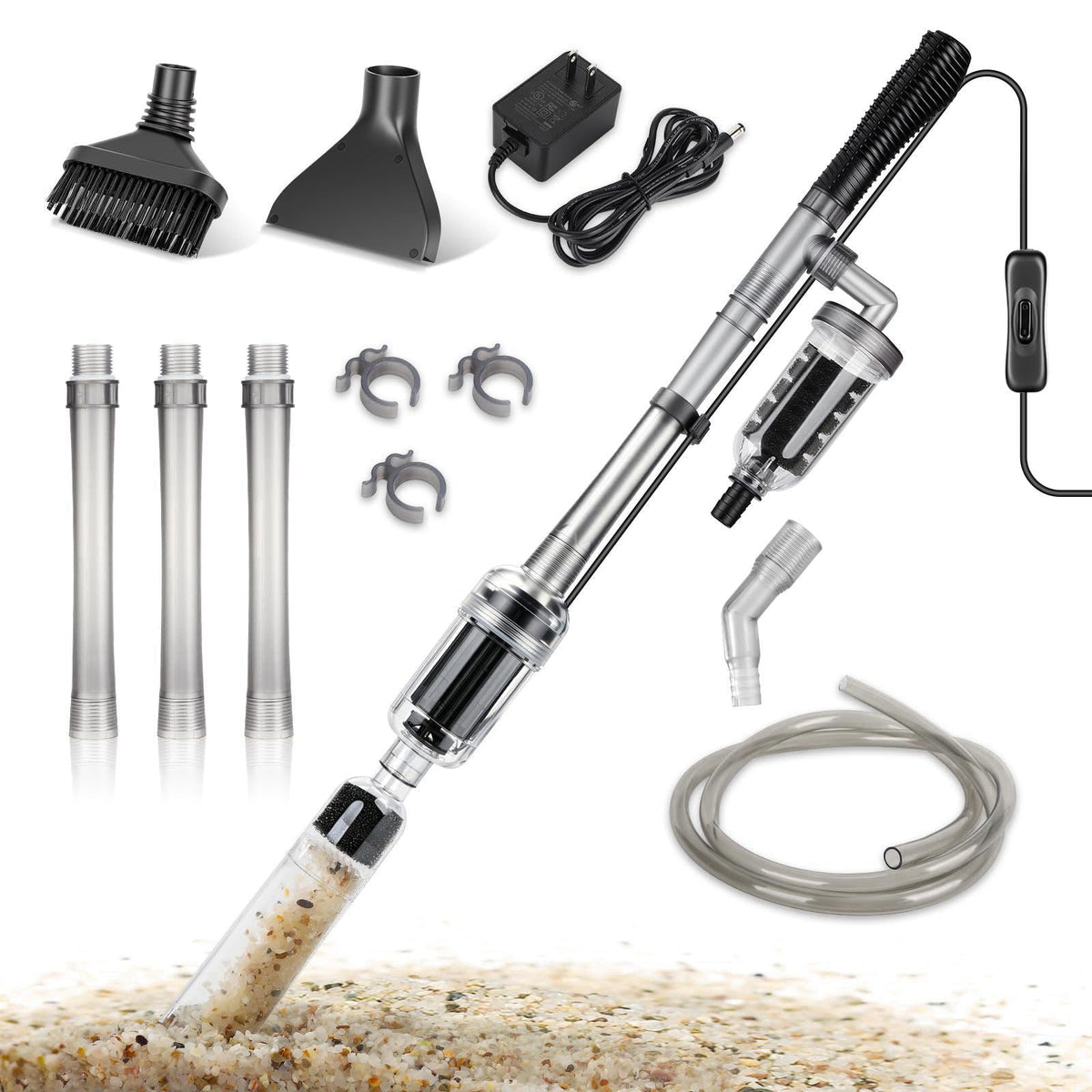 hygger Electric Aquarium Gravel Cleaner, 528GPH Fish Tank Vacuum, 5-in-1 Automatic Sand Washer Water Changer Cleaning Ki