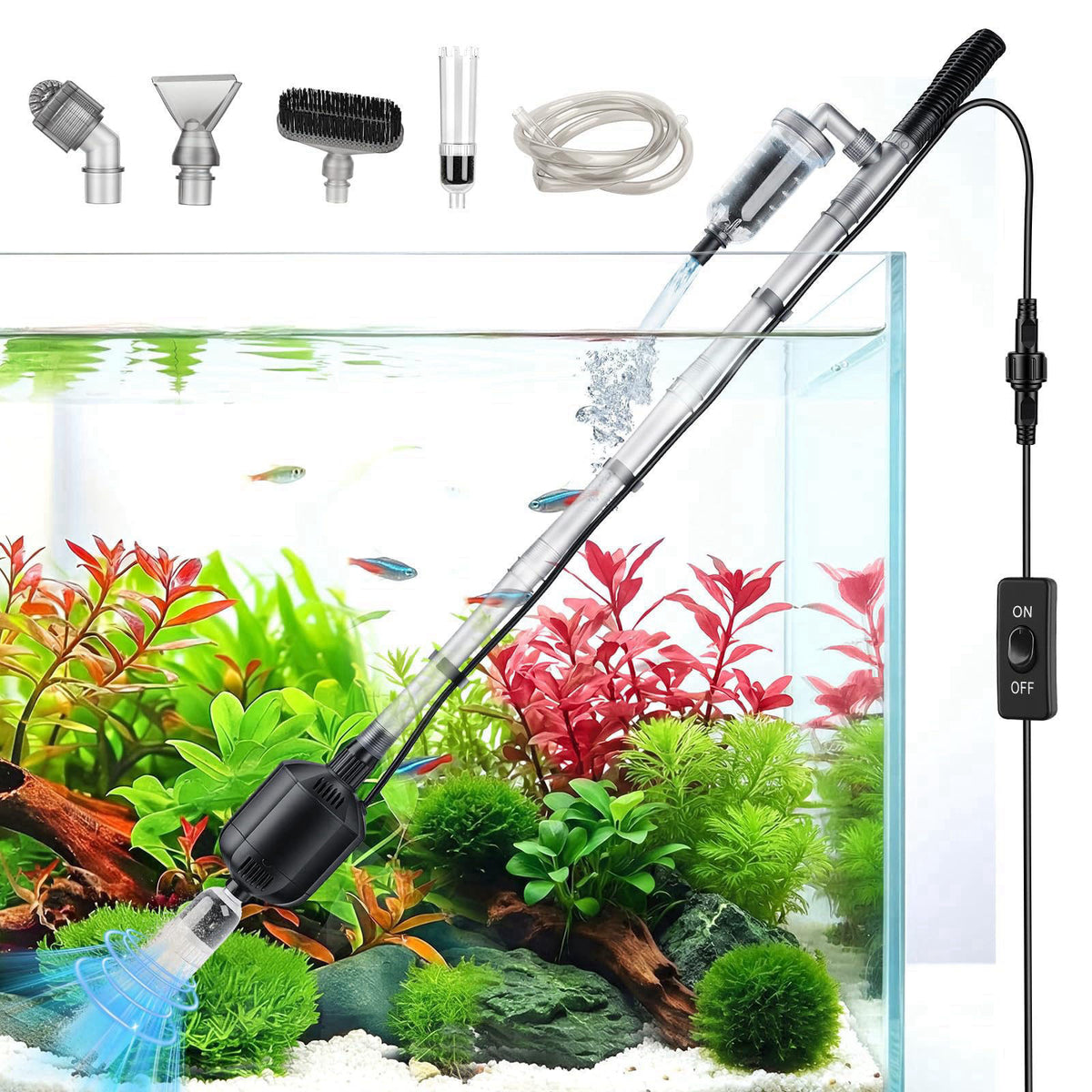 hygger 5 in 1 Electric Aquarium Gravel Cleaner, 360GPH Automatic Fish Tank Vacuum Water Changer, Vacuum Water Changer Sa