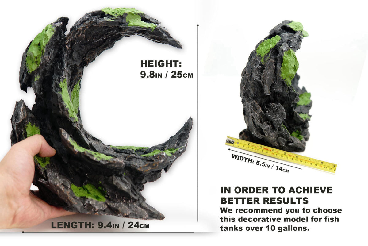 Allcolor Aquarium Rock Decor, Moon Valley Aquascape for 10+ Gallon Tanks – close-up detail in grizzly
