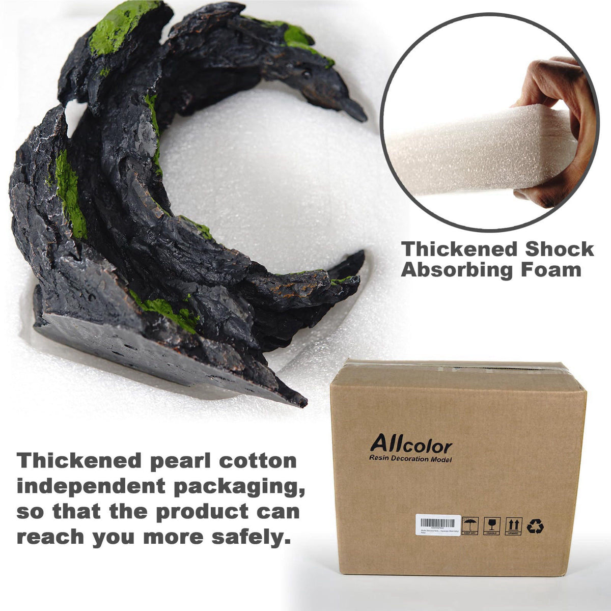 Allcolor Aquarium Rock Decor, Moon Valley Aquascape for 10+ Gallon Tanks – alternate angle