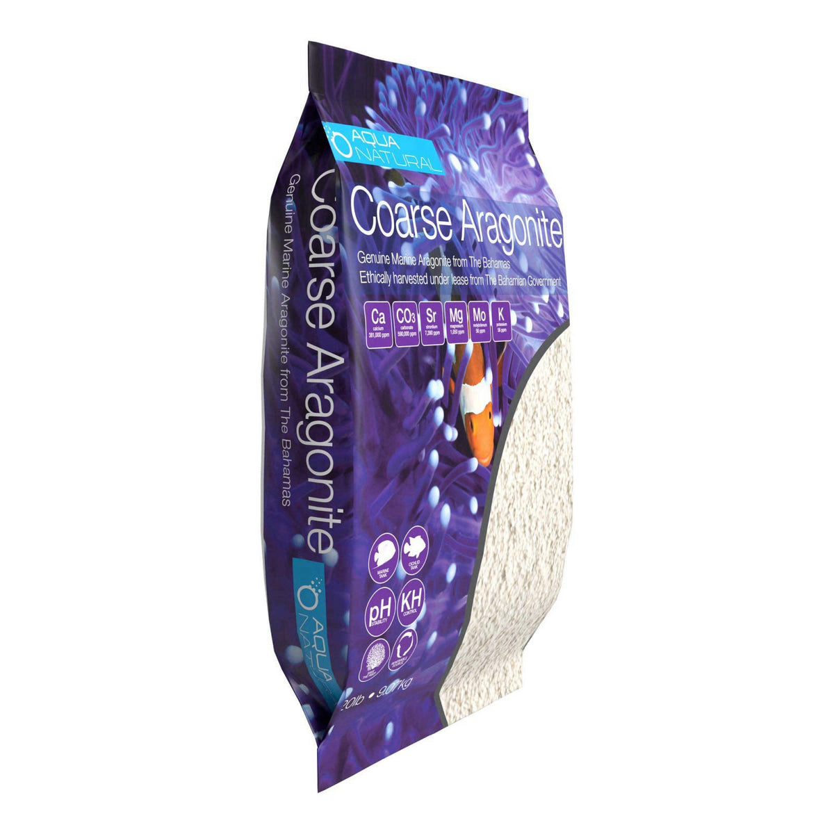 Aqua Natural AquaNatural Coarse Aragonite 20lb for Reef, Saltwater and Marine Aquariums, Sand – close-up detail
