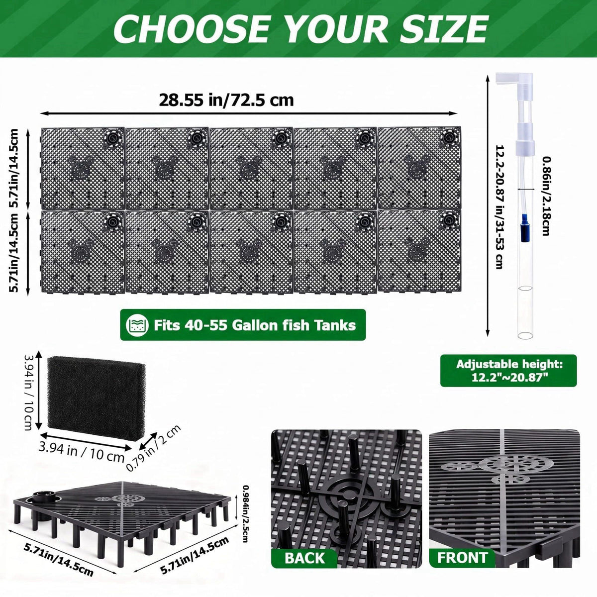 Sieral Undergravel Aquarium Filter for 20-29 Gallon Fish Tanks, 10 Plates – close-up detail