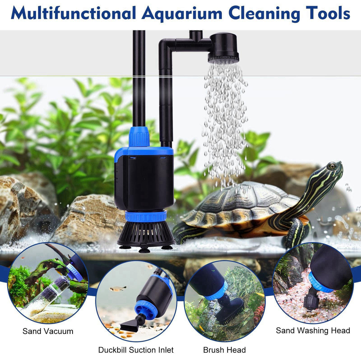 AQQA DC 36W Electric Aquarium Vacuum Gravel Cleaner – full view, size 36W/600GPH
