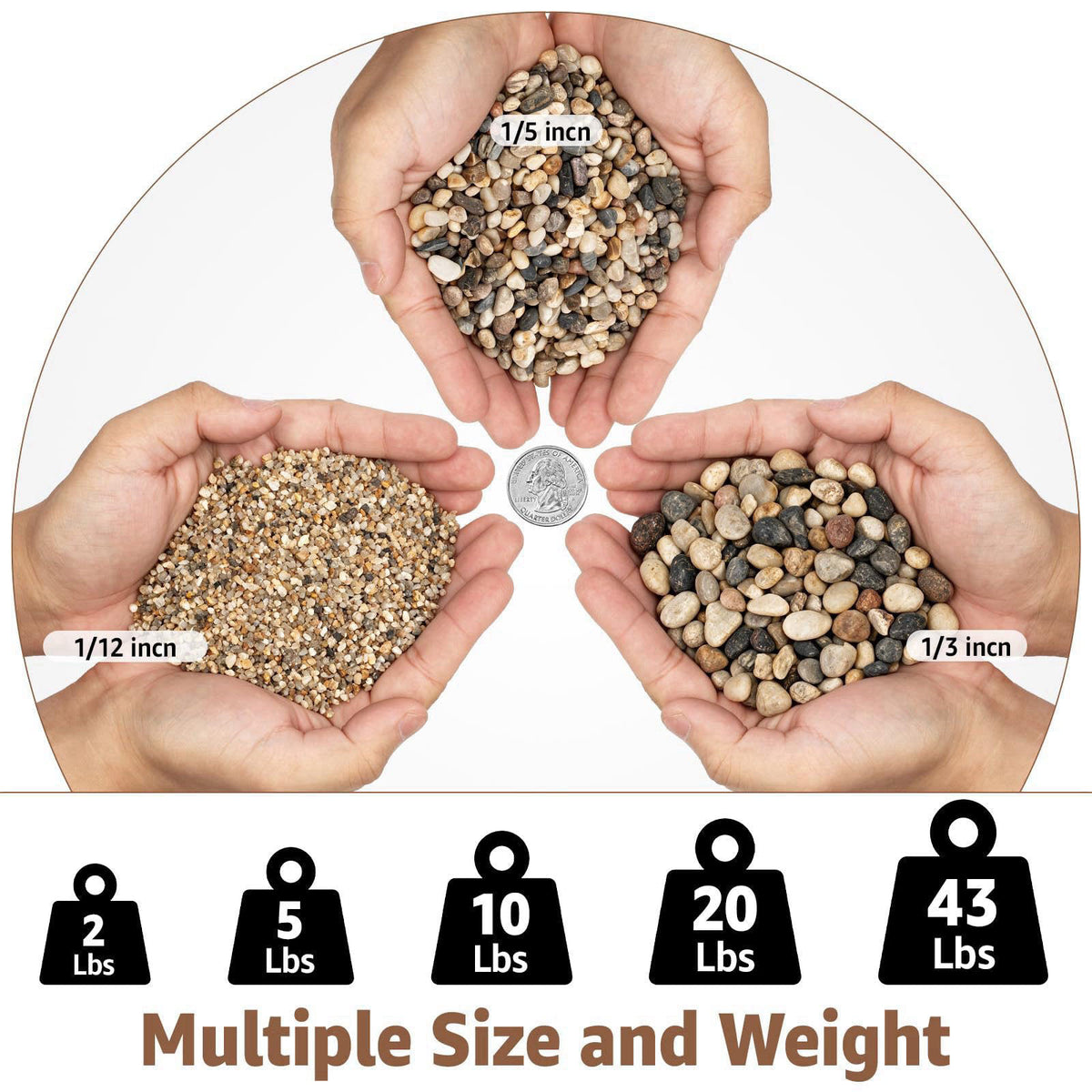 Aqualyra 20lbs Aquarium Gravel, 1/5''(5mm) Pea Gravel-Natural River Pebbles – close-up detail