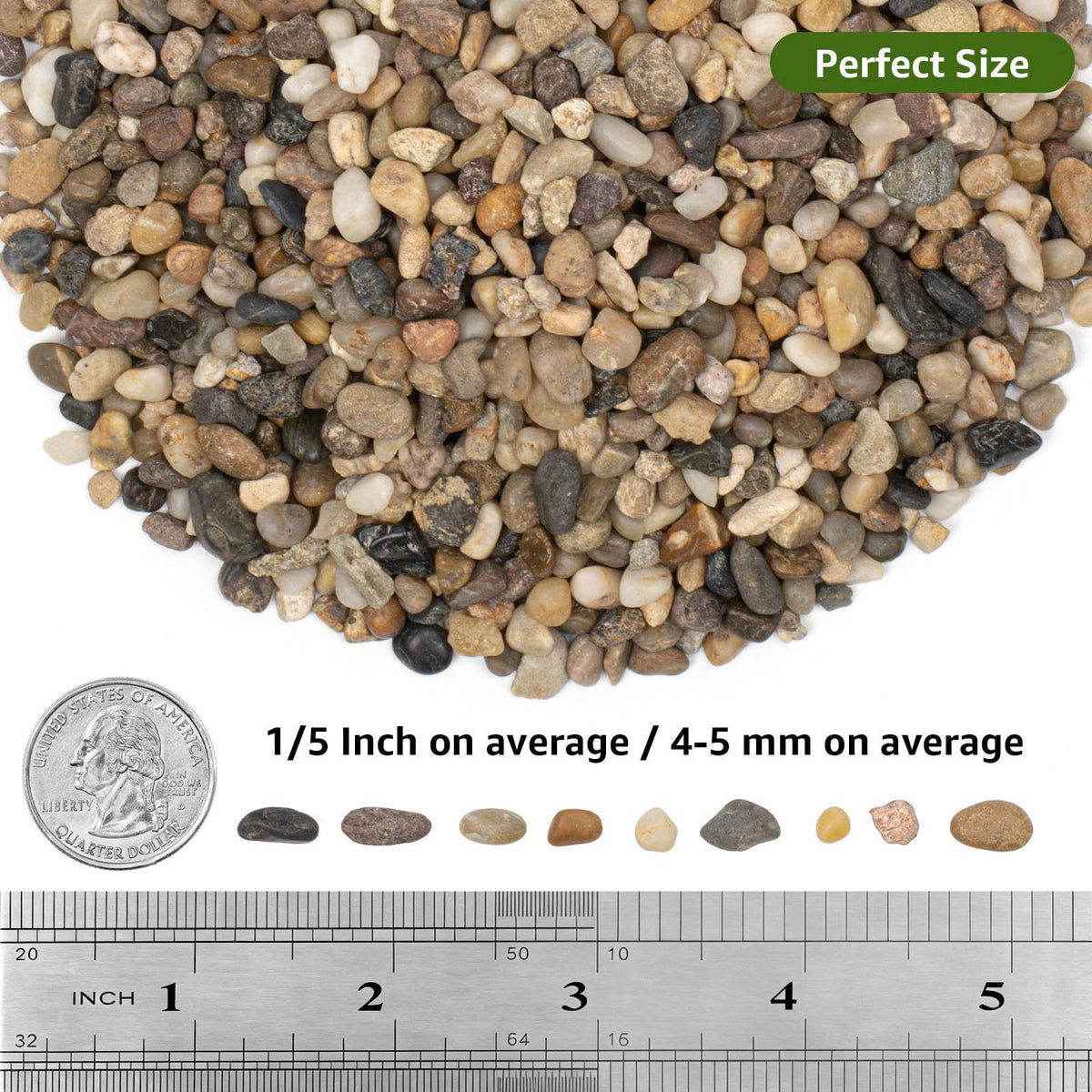 Aqualyra 20lbs Aquarium Gravel, 1/5''(5mm) Pea Gravel-Natural River Pebbles – packaging and label