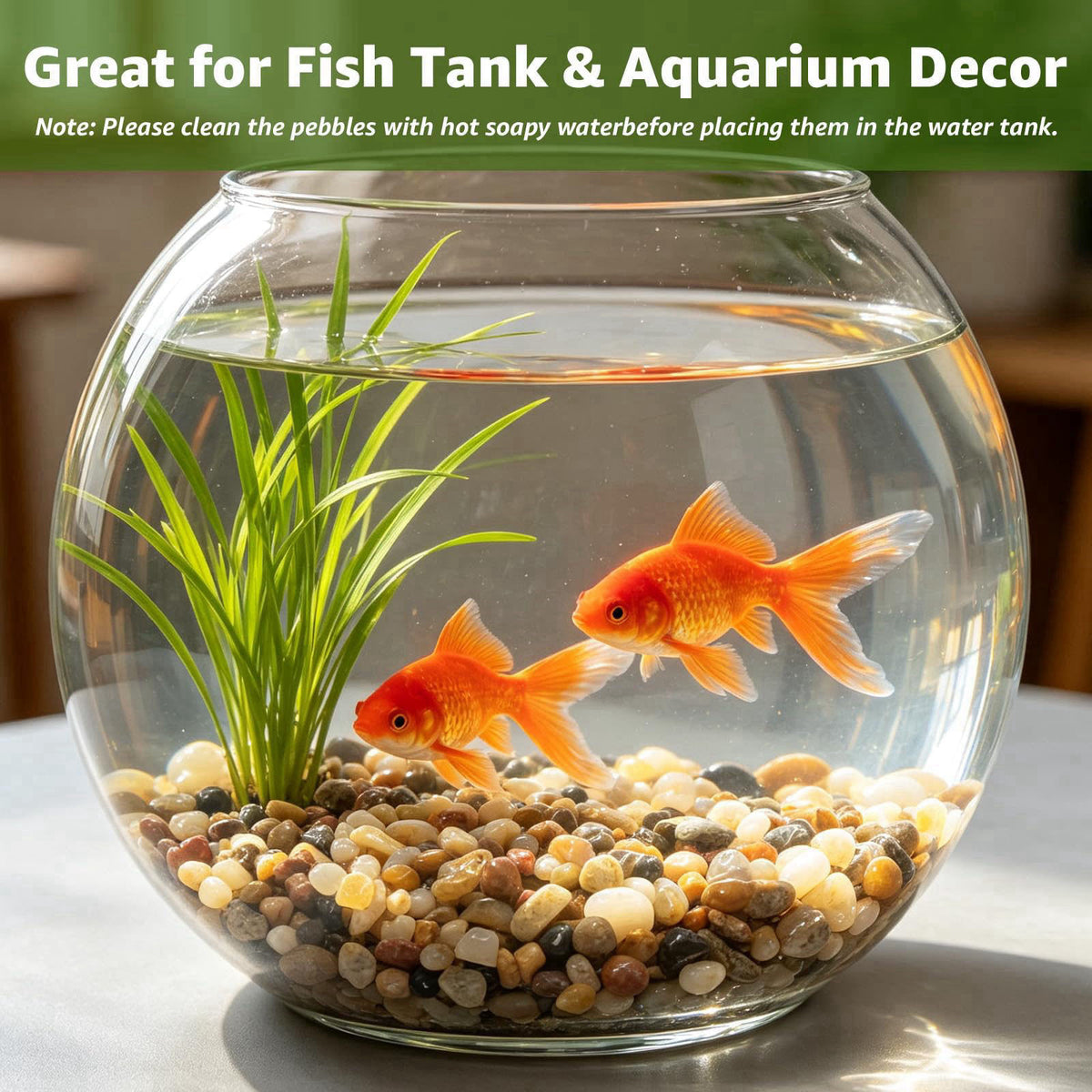 Aqualyra 20lbs Aquarium Gravel, 1/5''(5mm) Pea Gravel-Natural River Pebbles – back view and specifications