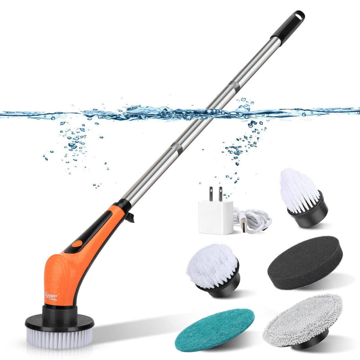 hygger IPX8 Electric Aquarium Cleaning Brushes, Rechargeable Cleaner Tools Kit with 6 Replaceable Clean Spin Brush Heads