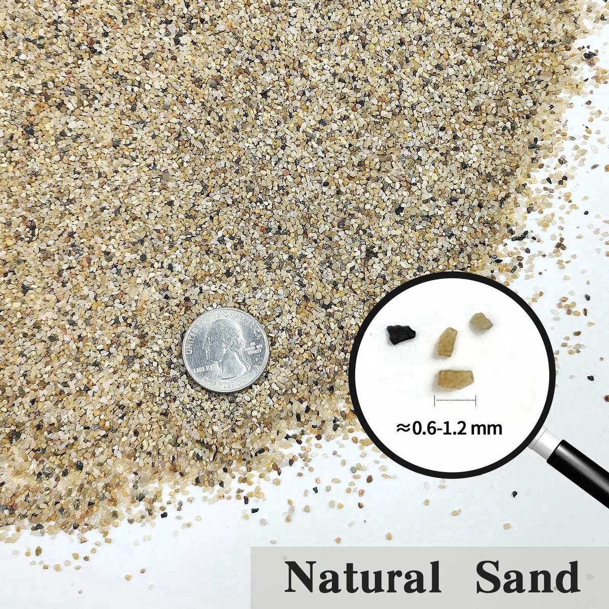 FANTIAN Aquarium Sand for Freshwater Tank, 20 lbs Turtle Sand – packaging and label