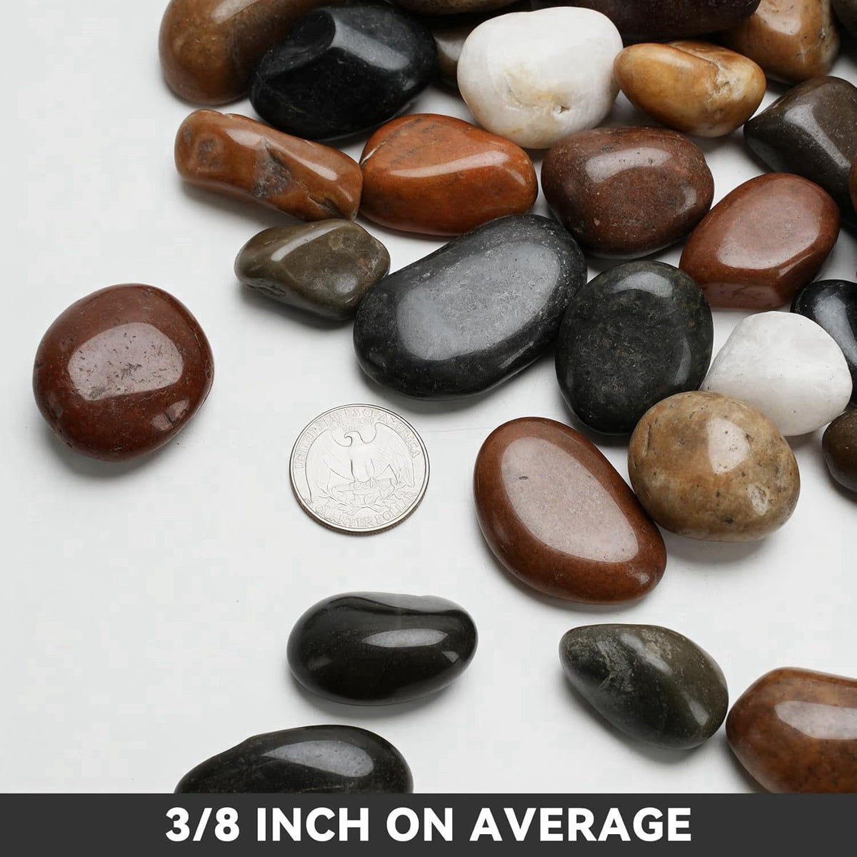 onlyfire 15 lbs Natural River Rocks, 3/8" Decorative Ornamental Pebbles – packaging and label