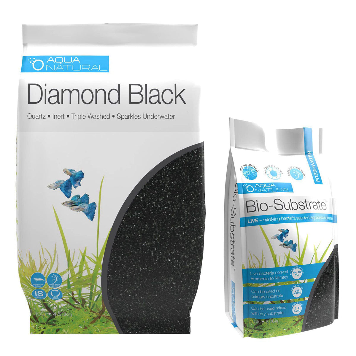 Aqua Natural Bio Substrate and Dry Substrate kit for New and existing Aquariums, Midnight (BIOKIT003) – back view and sp