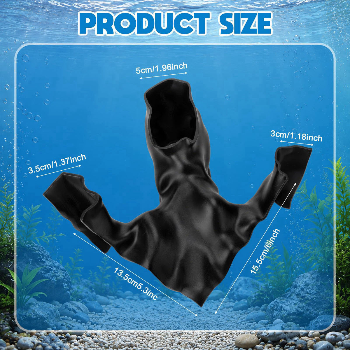 SiliFine Aquarium Cave Hideout Fish Tank Tunnel 3D Printed, Black, 1 Hole – close-up detail