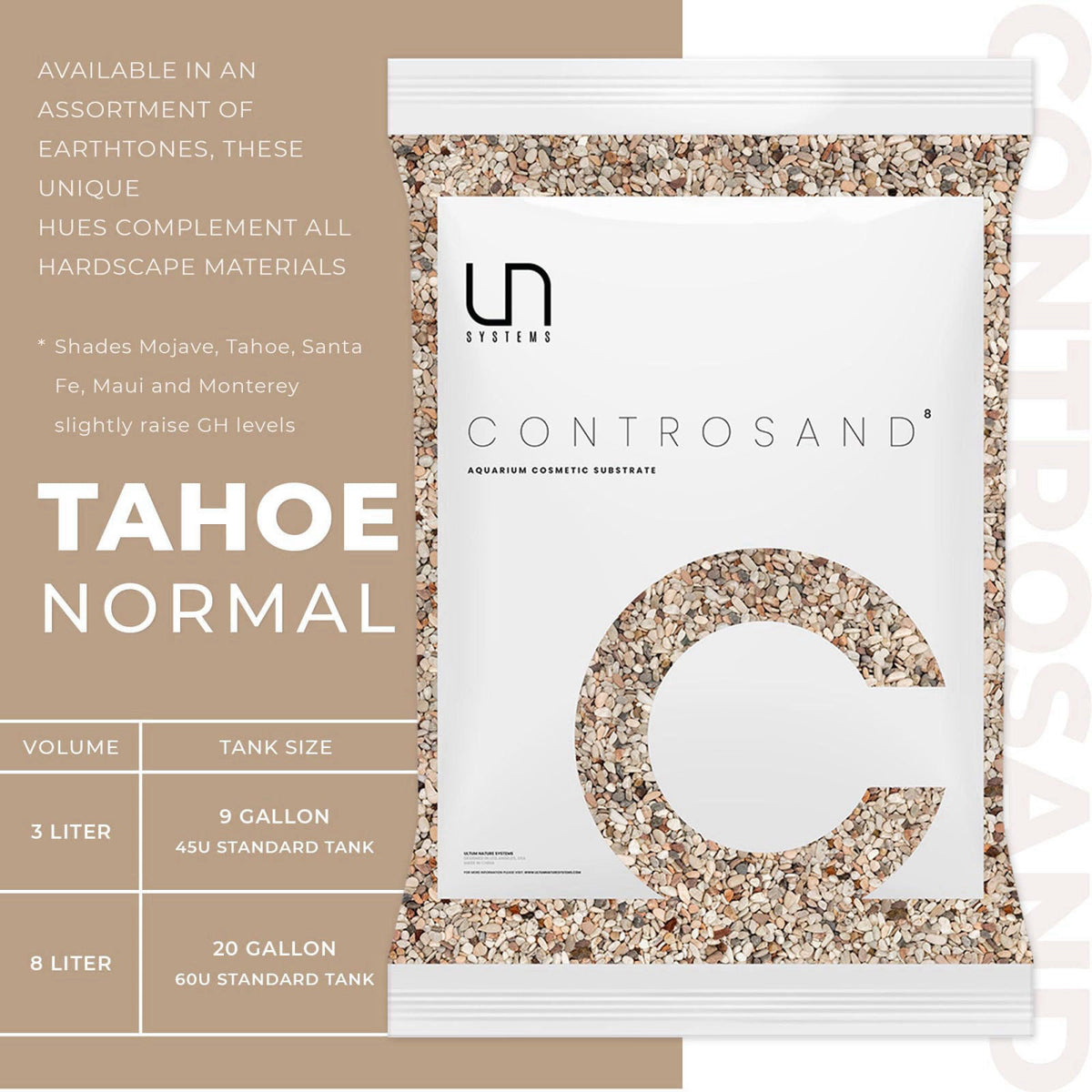 Ultum Nature Systems UNS Controsand - Tahoe, 3L - Natural Freshwater 3-5 mm Neutral Gravel - Decorative Small Rocks for 