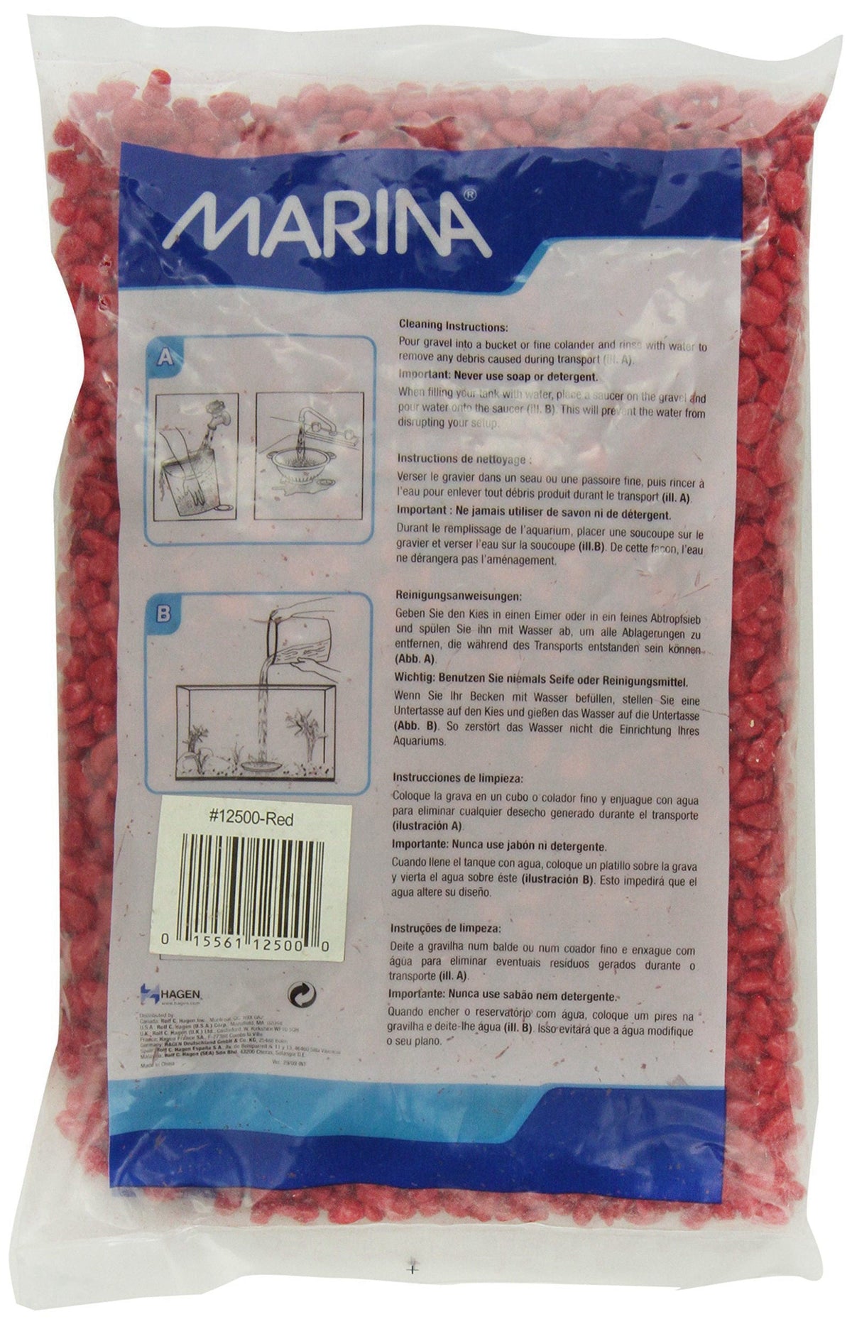 Marina Decorative Aquarium Gravel Red 2kg – close-up detail in Red