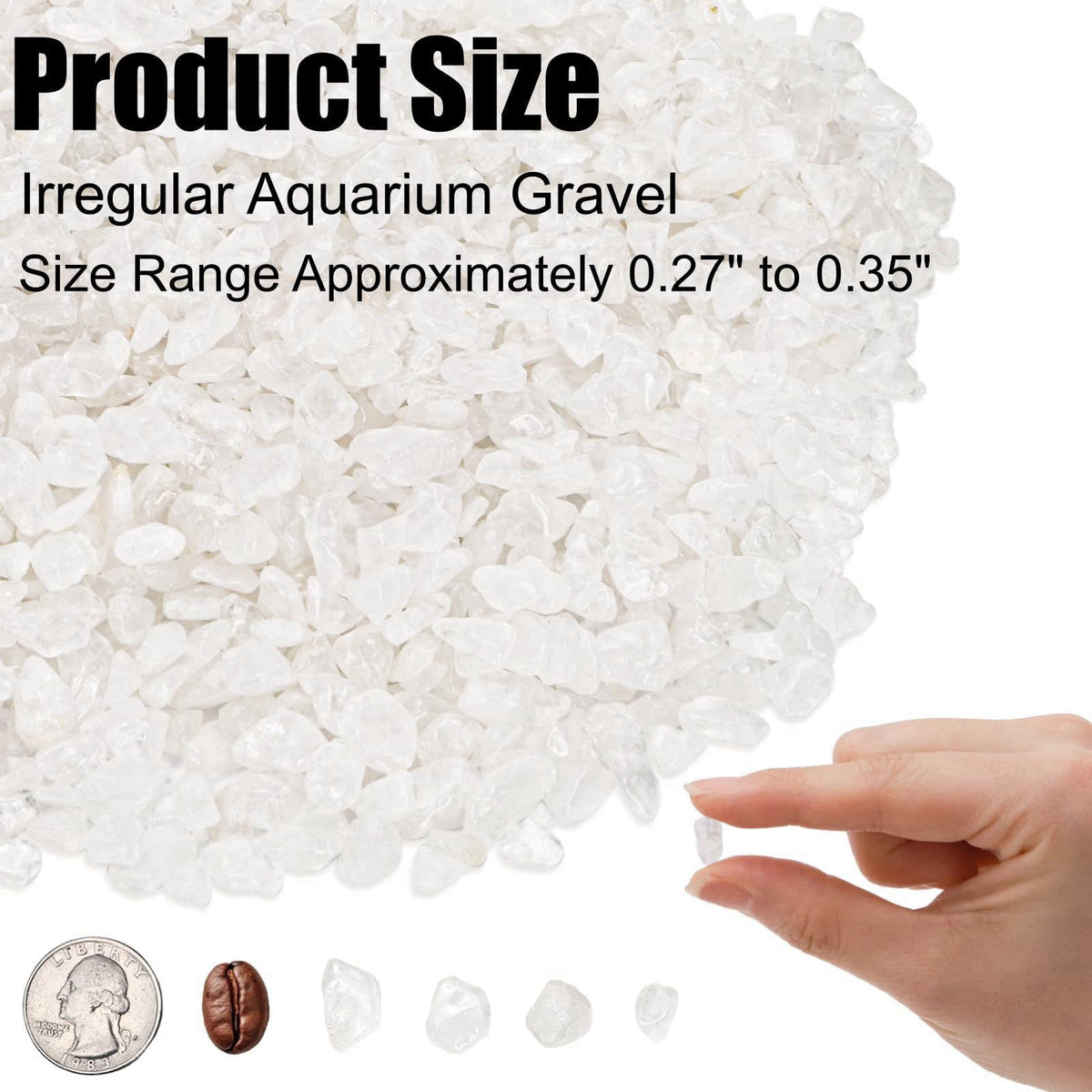 ELFULLY 5 lbs Small Natural White Quartz Crystal Stone, Irregular Aquarium Gravel, Mini Clear Tumbled Chips Crushed Ston