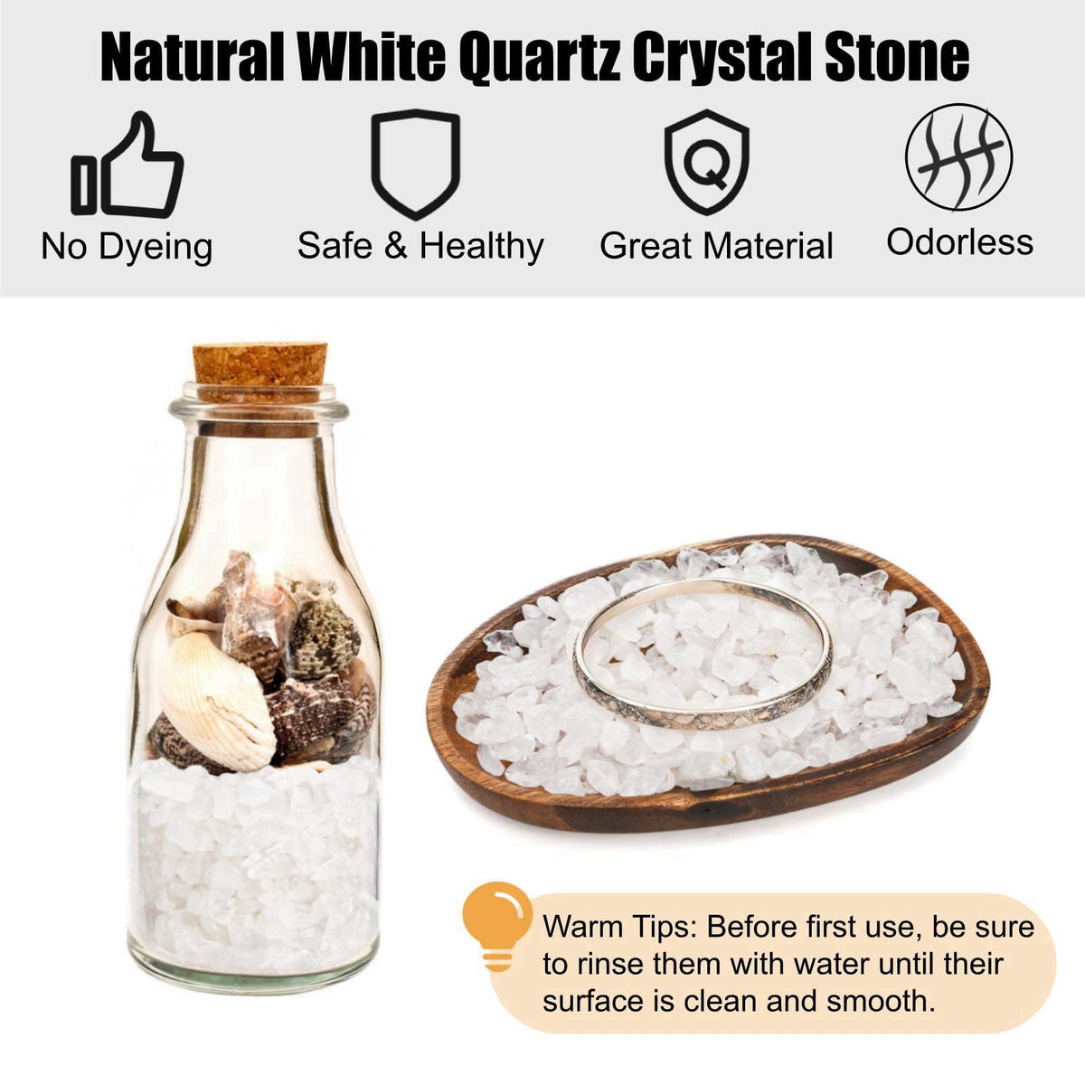 ELFULLY 5 lbs Small Natural White Quartz Crystal Stone, Irregular Aquarium Gravel, Mini Clear Tumbled Chips Crushed Ston