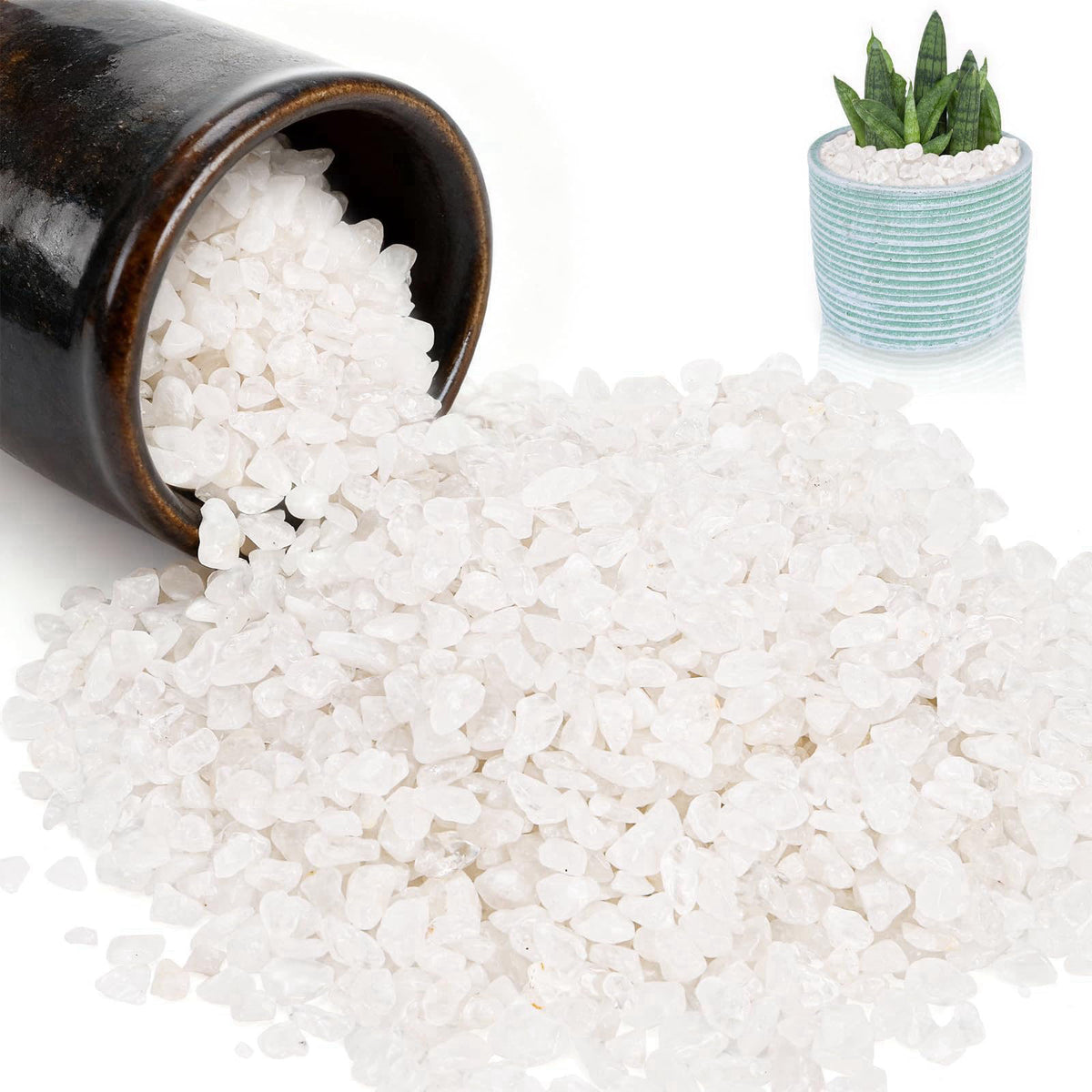 ELFULLY 5 lbs Small Natural White Quartz Crystal Stone, Irregular Aquarium Gravel, Mini Clear Tumbled Chips Crushed Ston