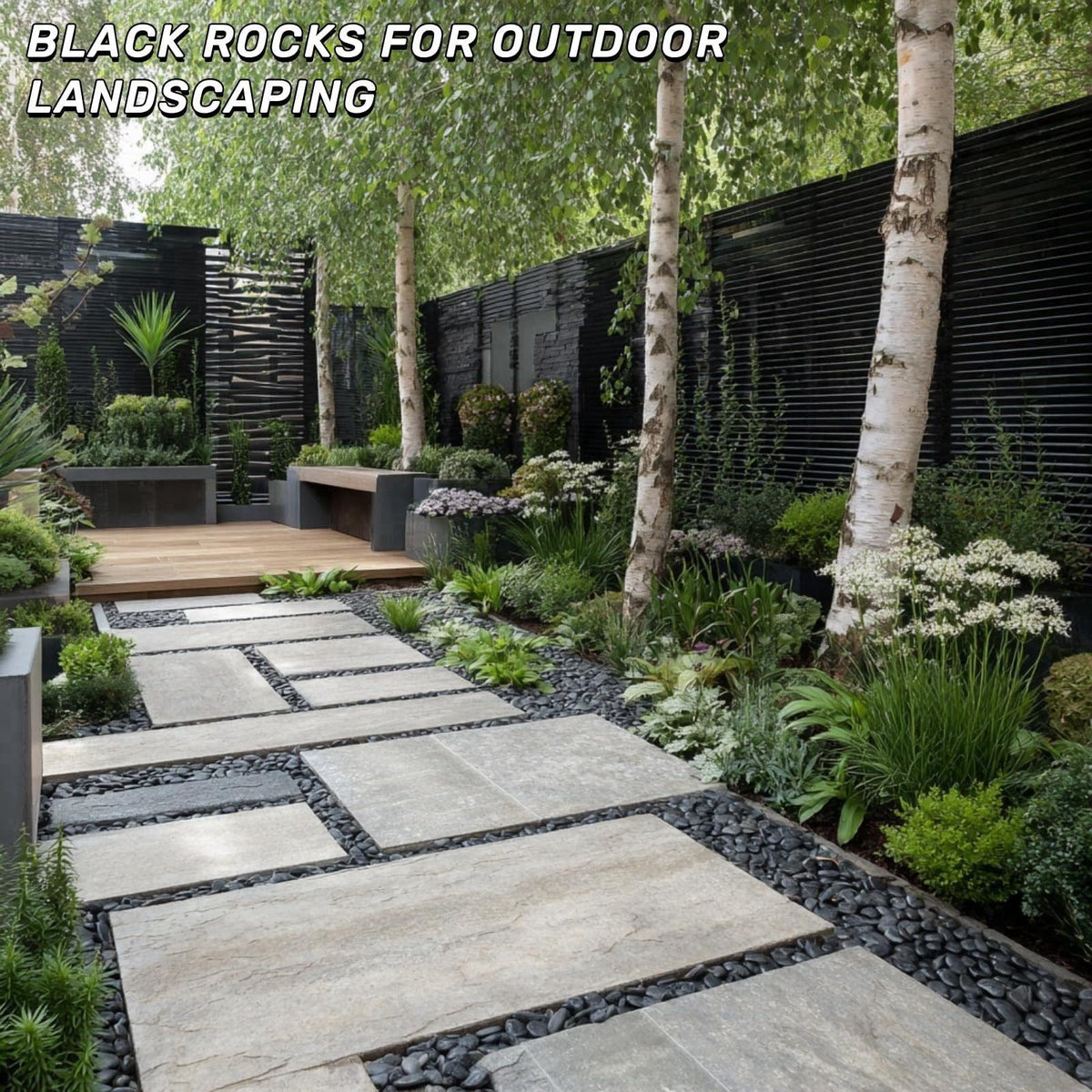 NUPICK 16lb Black River Rocks, 1-2 Inch Pebbles for Indoor Plants – full view