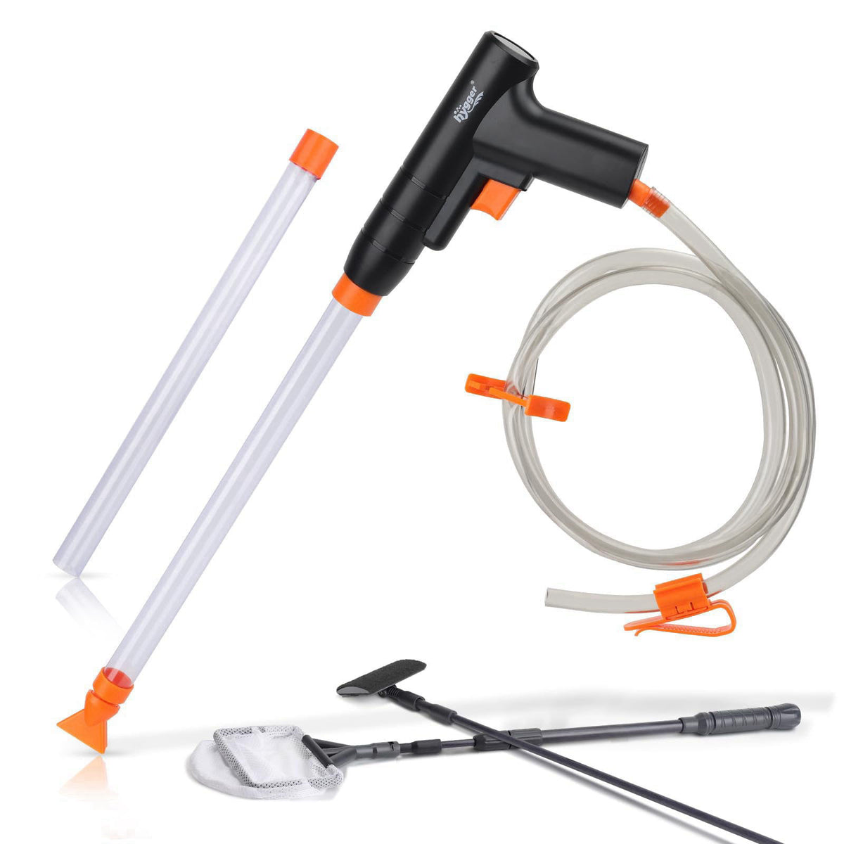 hygger Aquarium Gravel Cleaner Kit, Fish Net Aquarium Cleaning Brush, Patented Water Changer Gravel Vacuum Fish Tank San