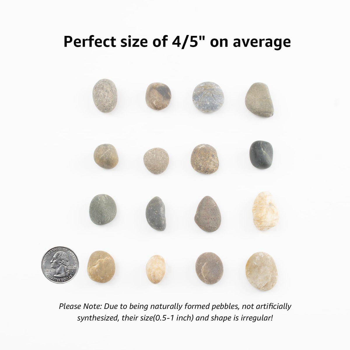 LOOIOOJ 20 LBS Natural River Rocks - 1/2-1 inch Pebbles, Screened Decorative River Stones for Landscaping, Garden Pathwa