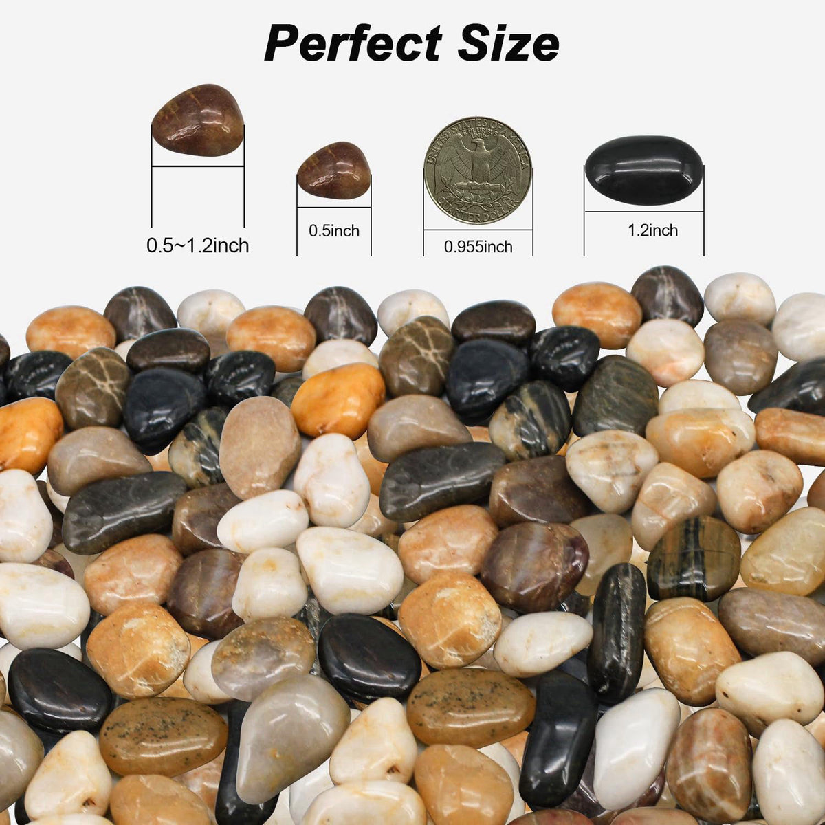 Fish Tank Rocks,Virekm River Rocks, Decorative Ornamental Pebbles – full view