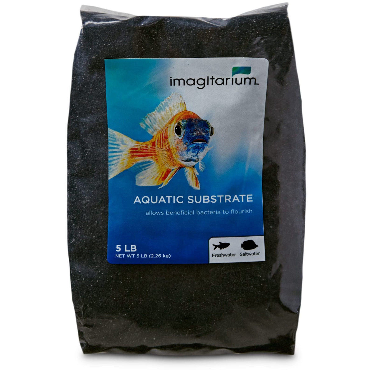 imagitarium by Petco Black Aquarium Sand 20 lbs. – back view and specifications