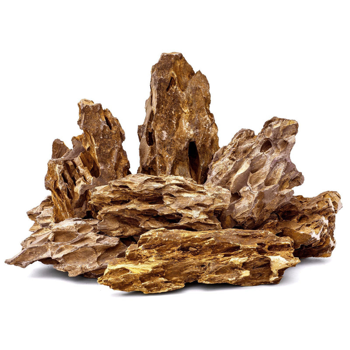 FISCAPE 6.1-8.1 Inches Natural Dragon Stone, 6 PCS Large Aquarium Rocks for Aquascaping, Terrariums, Reptile Tanks & Aqu