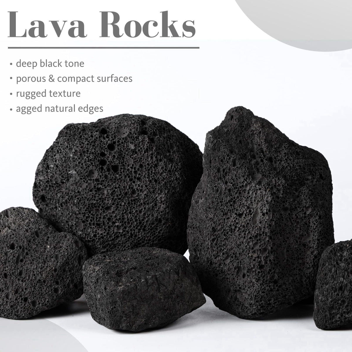 FISCAPE 2.2-8.1 Inches Natural Black Lava Rock, 5 PCS Mixed Sizes Aquarium Rocks for Aquascaping, Terrariums, Reptile Ta