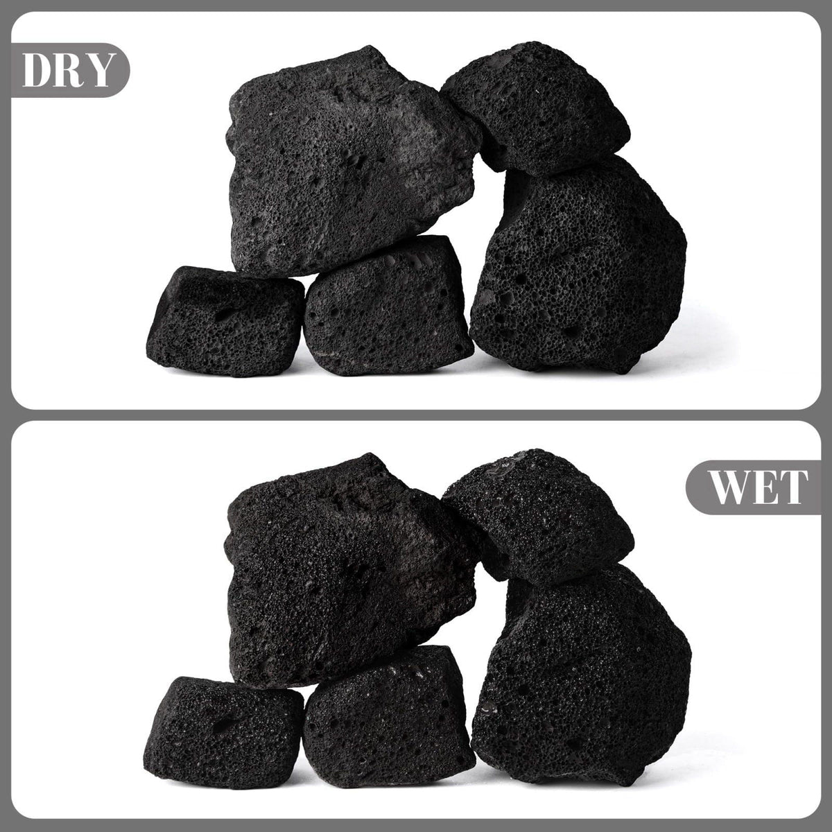 FISCAPE 2.2-8.1 Inches Natural Black Lava Rock, 5 PCS Mixed Sizes Aquarium Rocks for Aquascaping, Terrariums, Reptile Ta