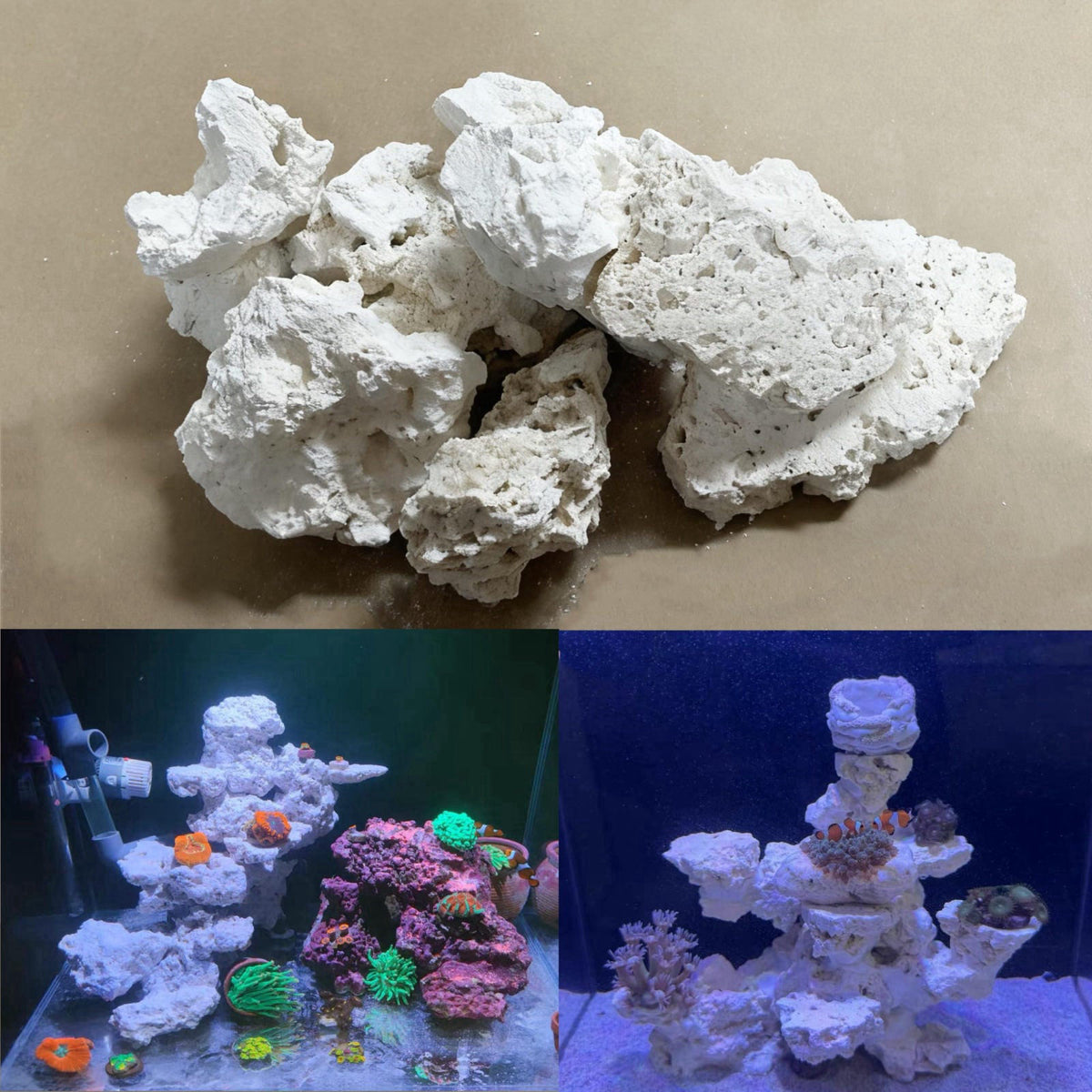 YZHZOM Dry Base Rock for Aquarium White Coral Ornament Sea Base Rocks for Aquarium Aquascaping (7lb,Mix Size & Shape) – 