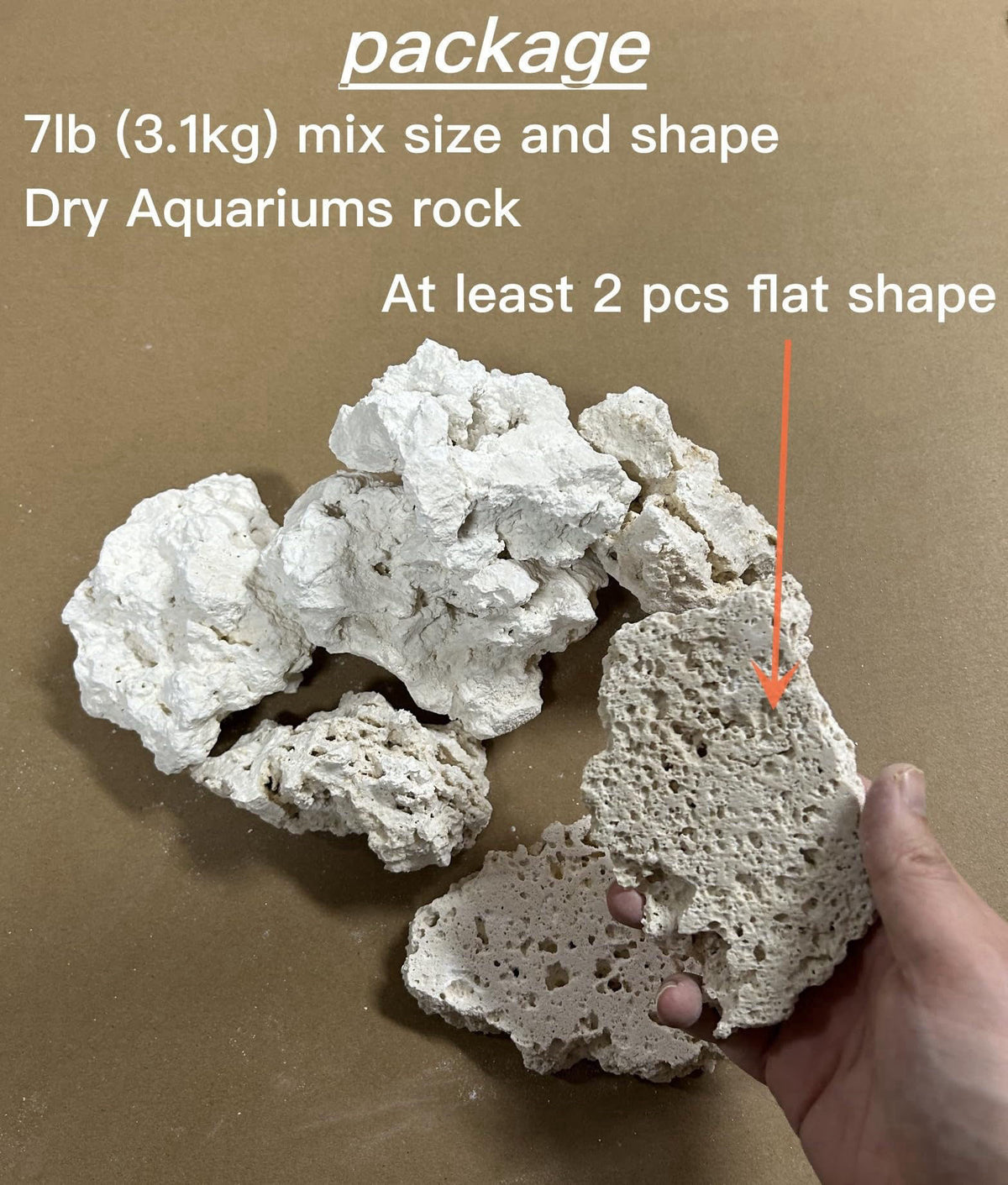 YZHZOM Dry Base Rock for Aquarium White Coral Ornament Sea Base Rocks for Aquarium Aquascaping (7lb,Mix Size & Shape) – 