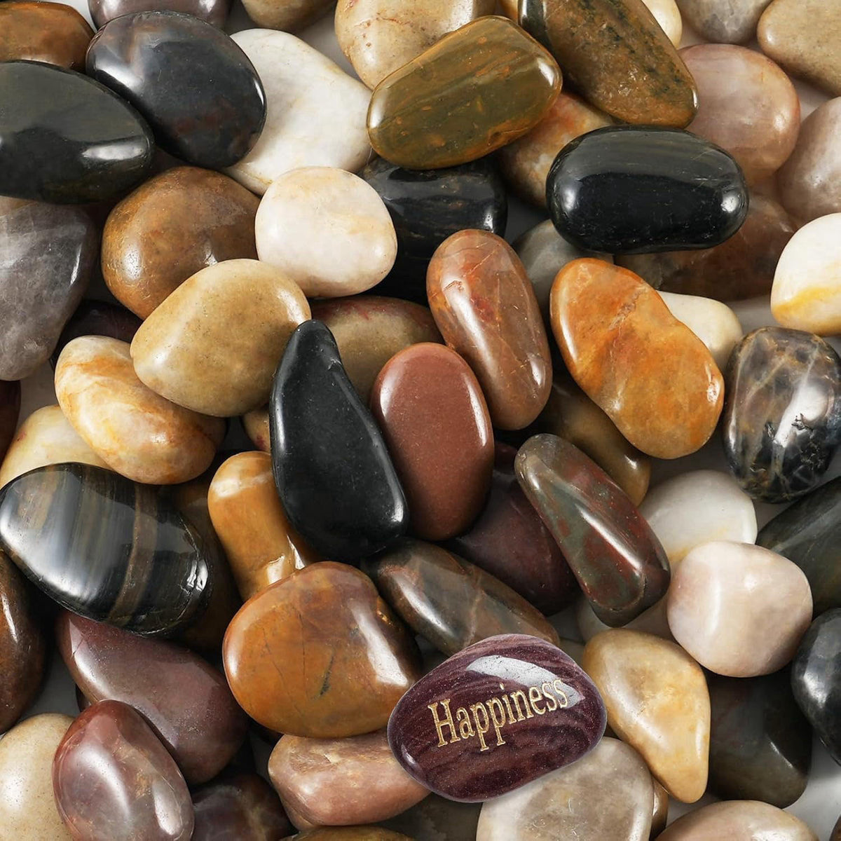 SIDONG 10 lbs Mixed River Rocks, 1.2-2 Inches Highly Polished Pebbles for Indoor Plants, Aquarium Rocks Used in Fish Tan