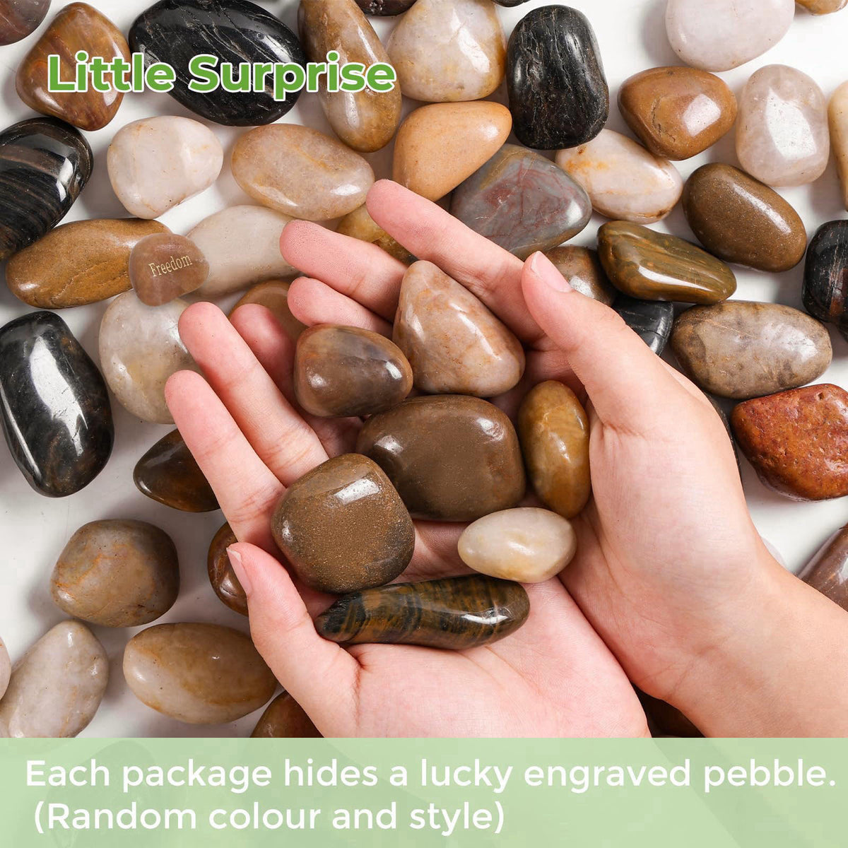 SIDONG 10 lbs Mixed River Rocks, 1.2-2 Inches Highly Polished Pebbles for Indoor Plants, Aquarium Rocks Used in Fish Tan