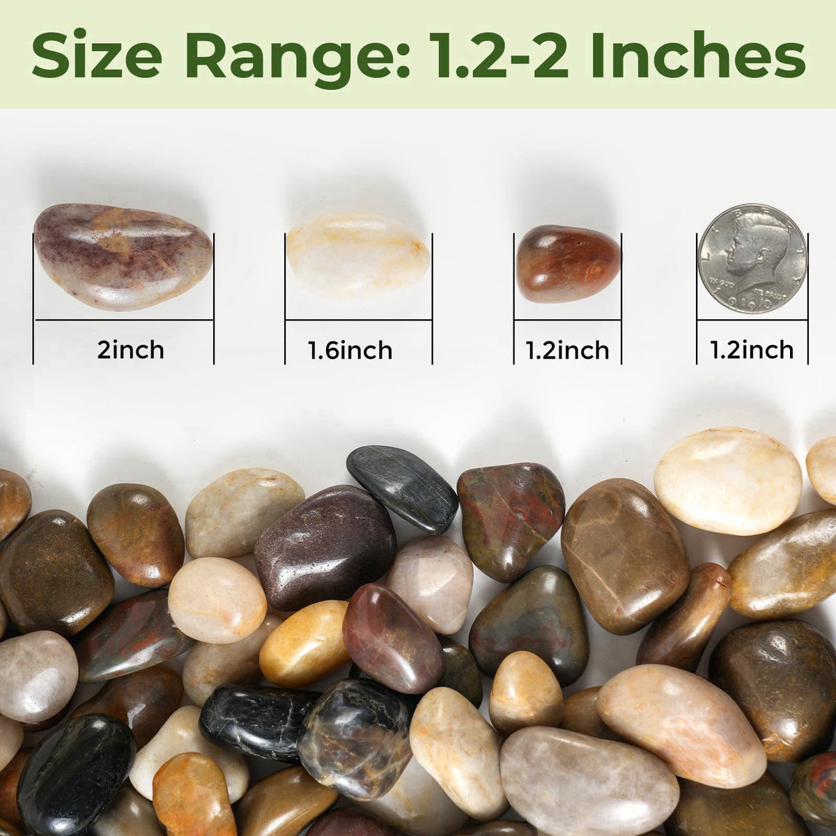 SIDONG 10 lbs Mixed River Rocks, 1.2-2 Inches Highly Polished Pebbles for Indoor Plants, Aquarium Rocks Used in Fish Tan