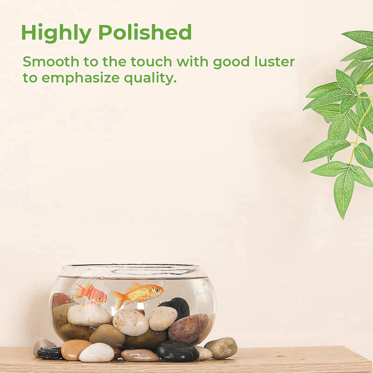SIDONG 10 lbs Mixed River Rocks, 1.2-2 Inches Highly Polished Pebbles for Indoor Plants, Aquarium Rocks Used in Fish Tan