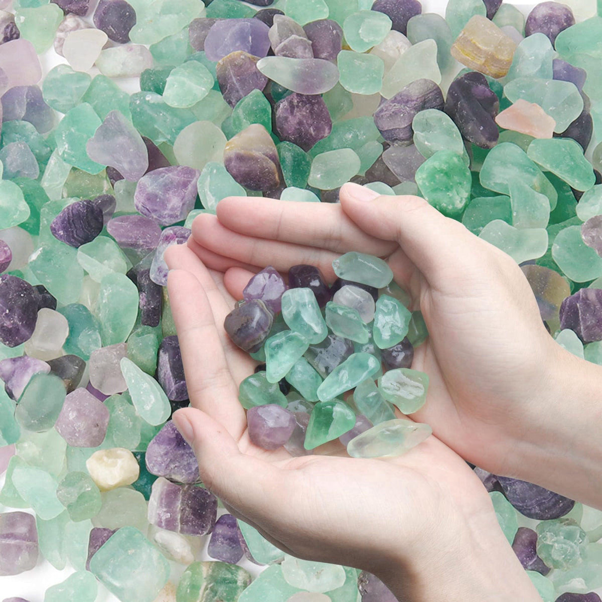 T4U Crystal Rocks for Aquarium, Fluorite Chips Pebbles for Plants 3 lb