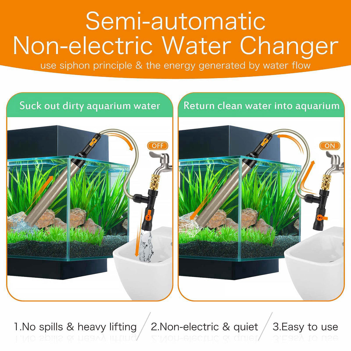 hygger Upgrade Aquarium Water Changer Kit, Semi-Automatic Fish Tank Gravel Cleaner, with 25 FT Water Hose, Flow Control 