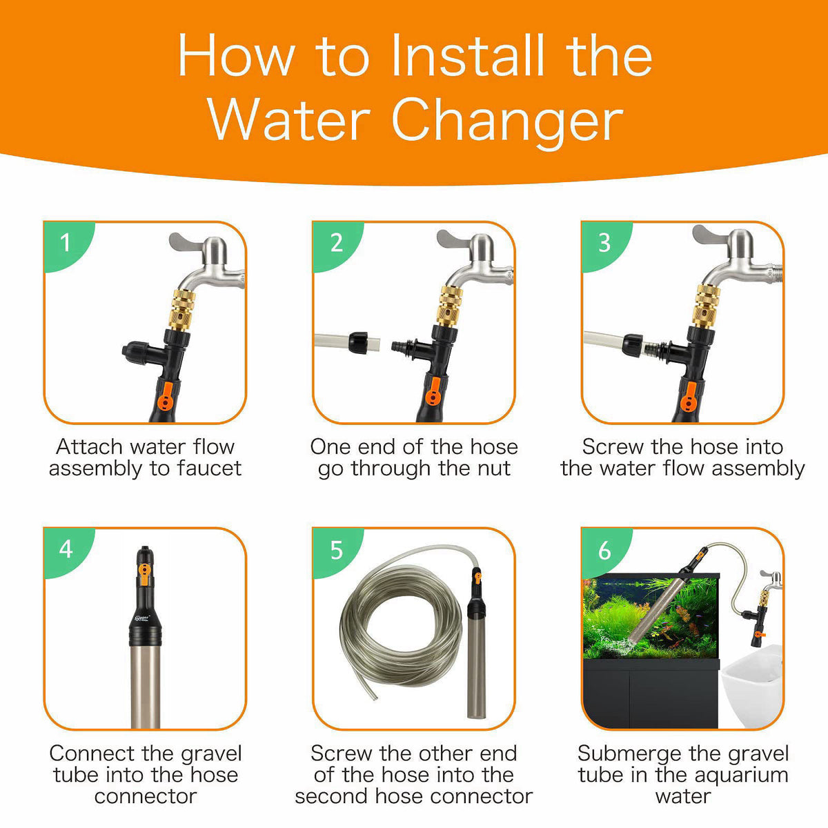 hygger Upgrade Aquarium Water Changer Kit, Semi-Automatic Fish Tank Gravel Cleaner, with 25 FT Water Hose, Flow Control 