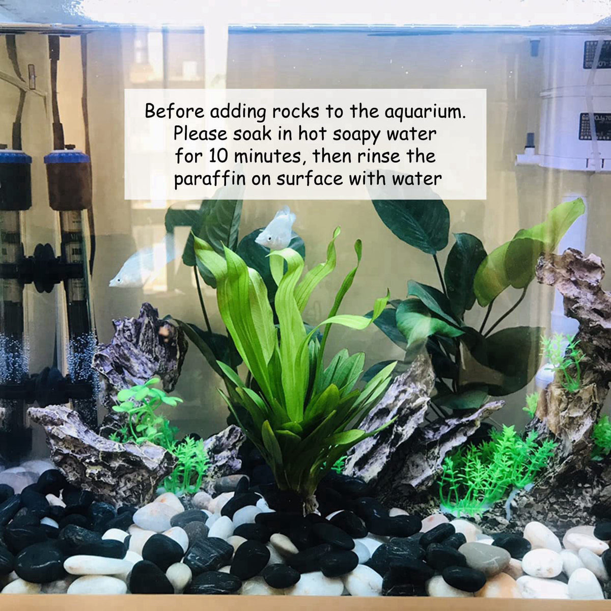 FANTIAN 20 lbs Black Stones for Landscaping, 2-3 Inch Large Rock for Plant – full view