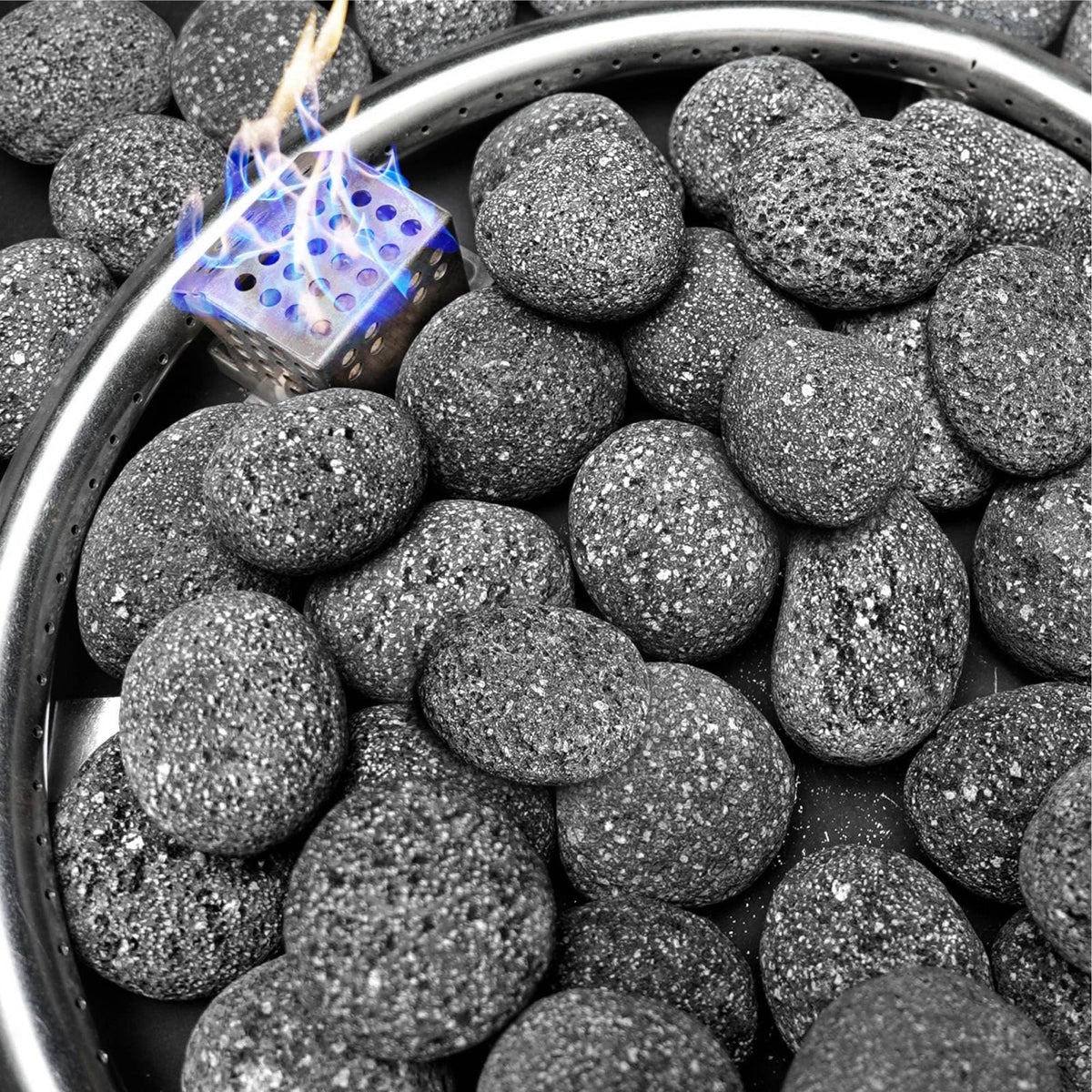 NUPICK 10lb Gray Lava Rocks for Fire Pit, Volcanic Rock for Fireplace – product photo (Fire Glass)