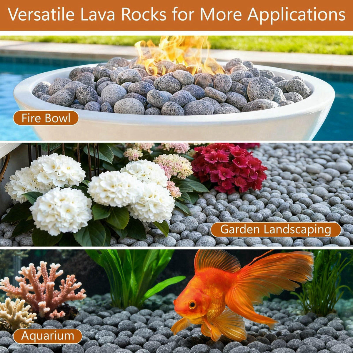 NUPICK 10lb Gray Lava Rocks for Fire Pit, Volcanic Rock for Fireplace – back view and specifications