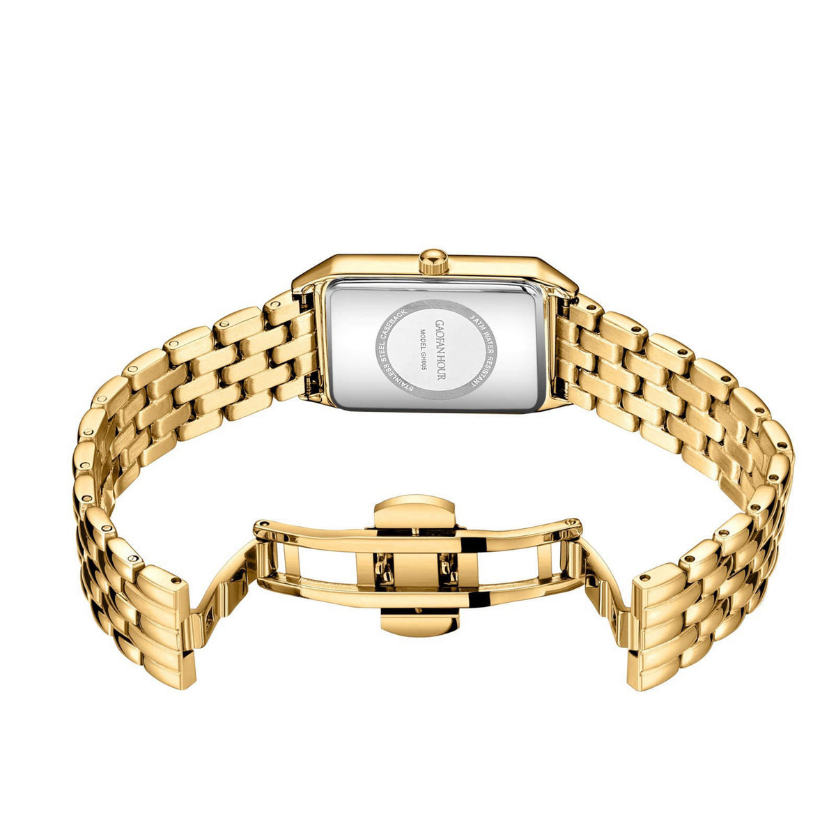 GAOFAN HOUR Gold Watches for Women with Vintage Rectangular Case,White Roman Dial,Stainless Steel Band,Adjustment Tool I