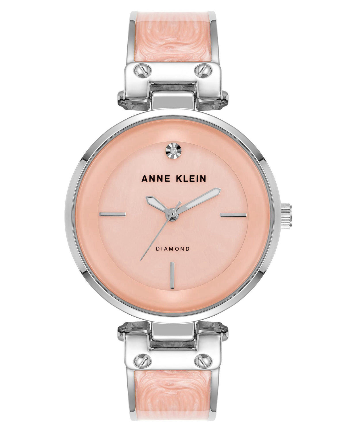 Anne Klein Women's Genuine Diamond Dial Bangle Watch – back view and specifications