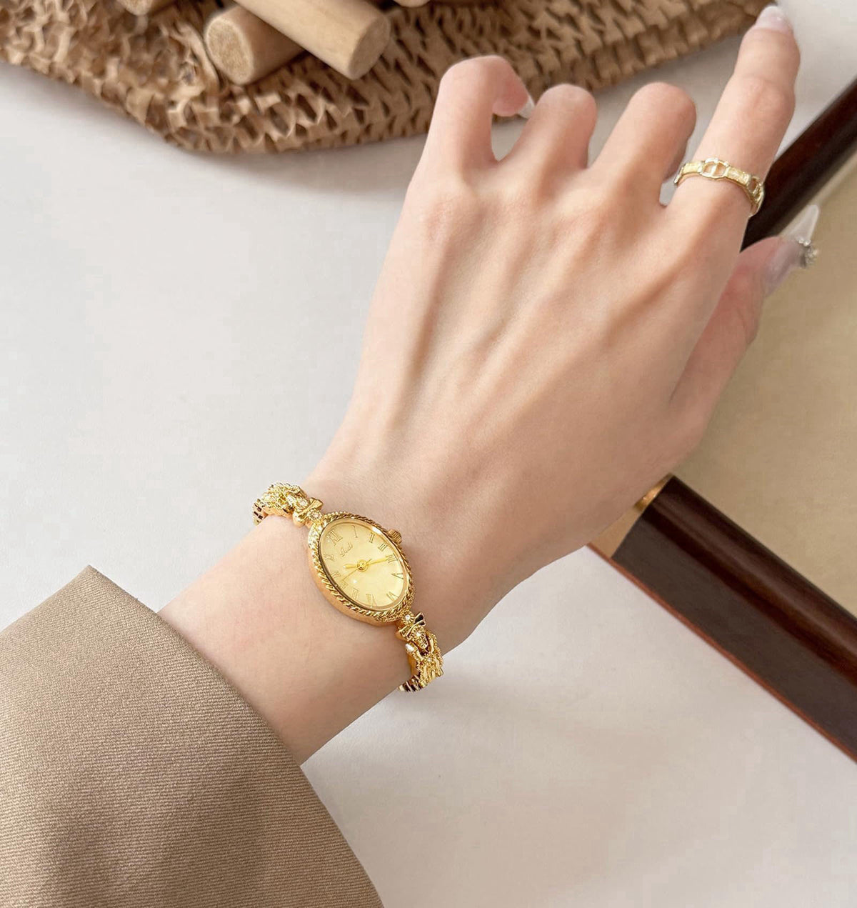 Gosasa Small Gold Watches for Women Vintage Dainty Oval Dress Wrist Watch – alternate angle