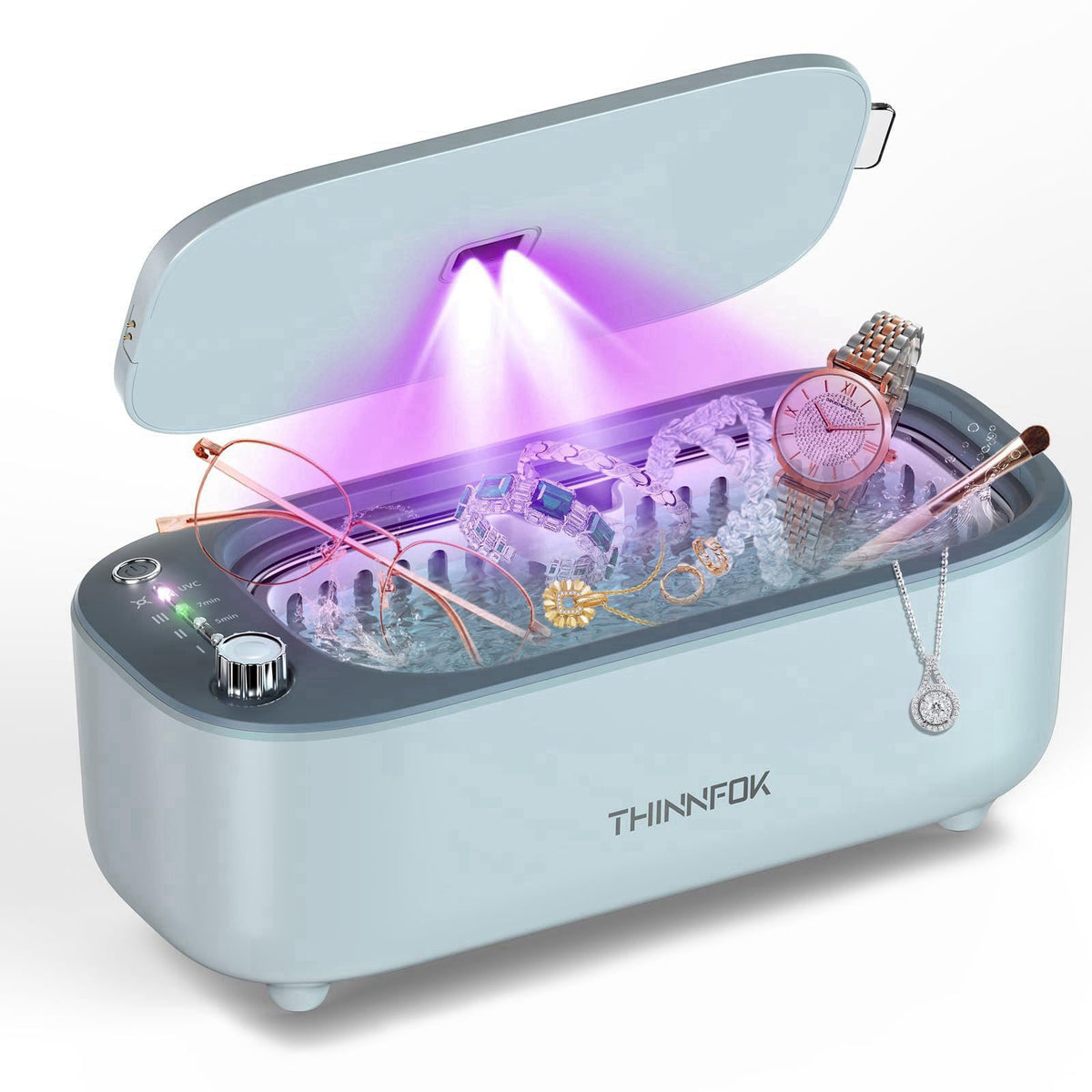 THINNFOK Ultrasonic Jewelry Cleaner, Smart Variable Frequency 47KHz - 50KHz – product photo (Cleaning &amp; Care)